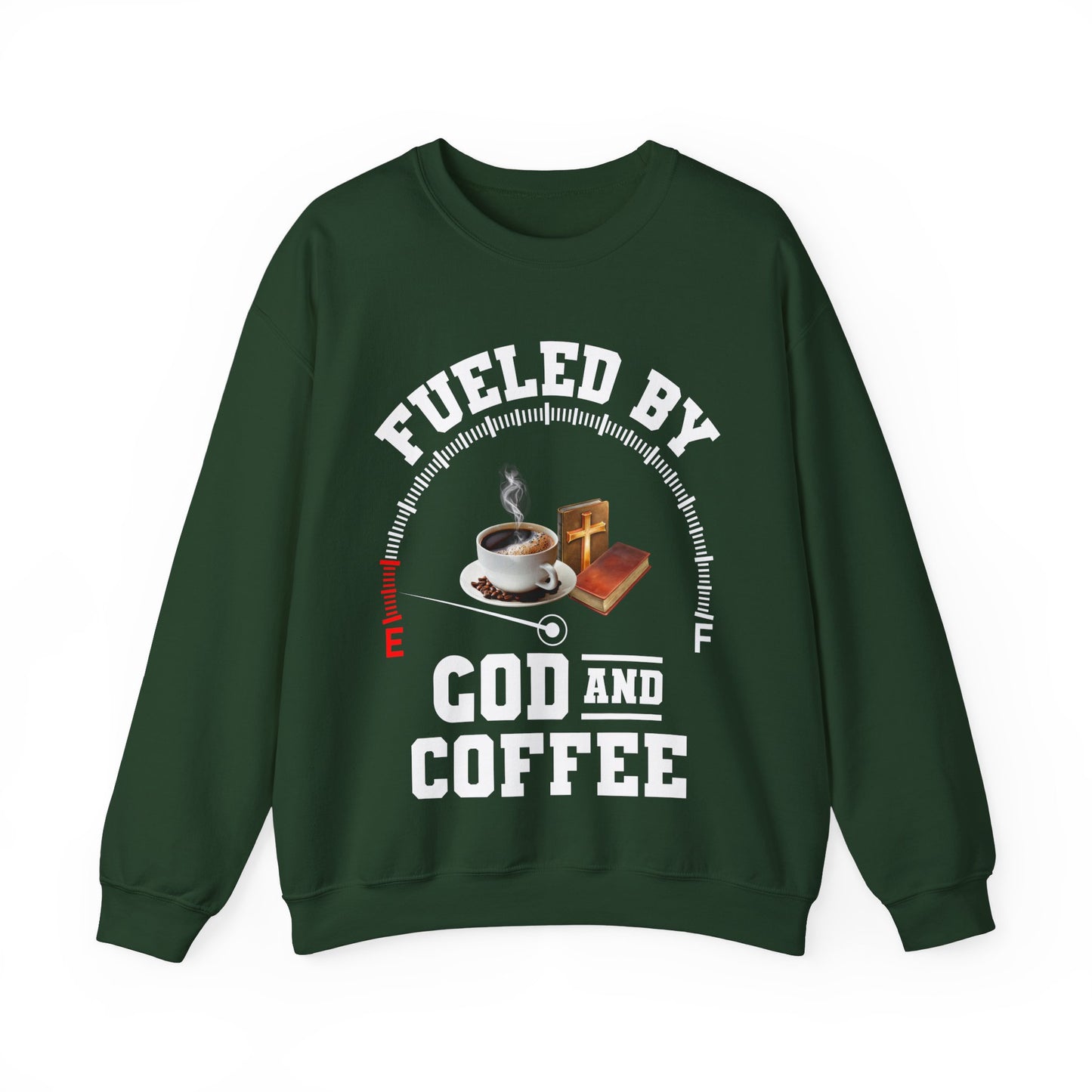 Fueled by God and Coffee Crewneck Sweatshirt for Coffee Lovers