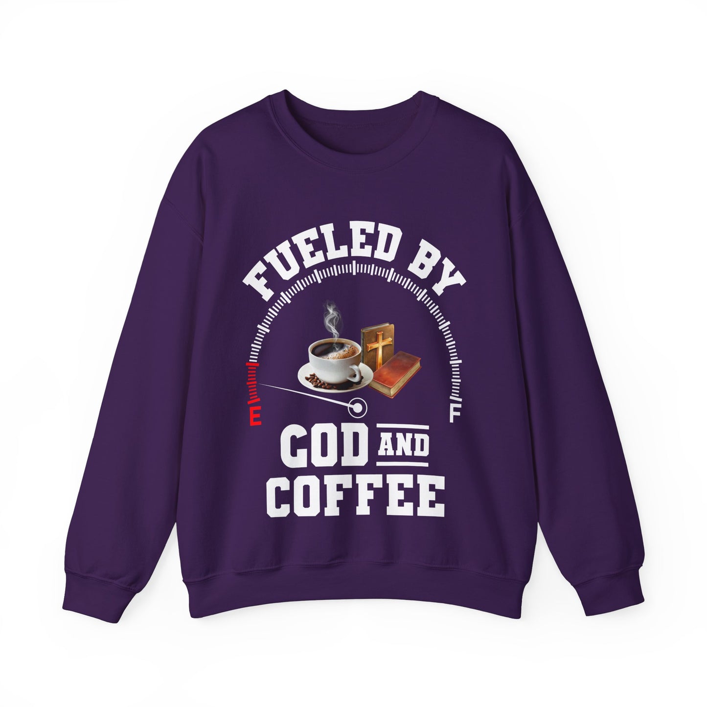 Fueled by God and Coffee Crewneck Sweatshirt for Coffee Lovers