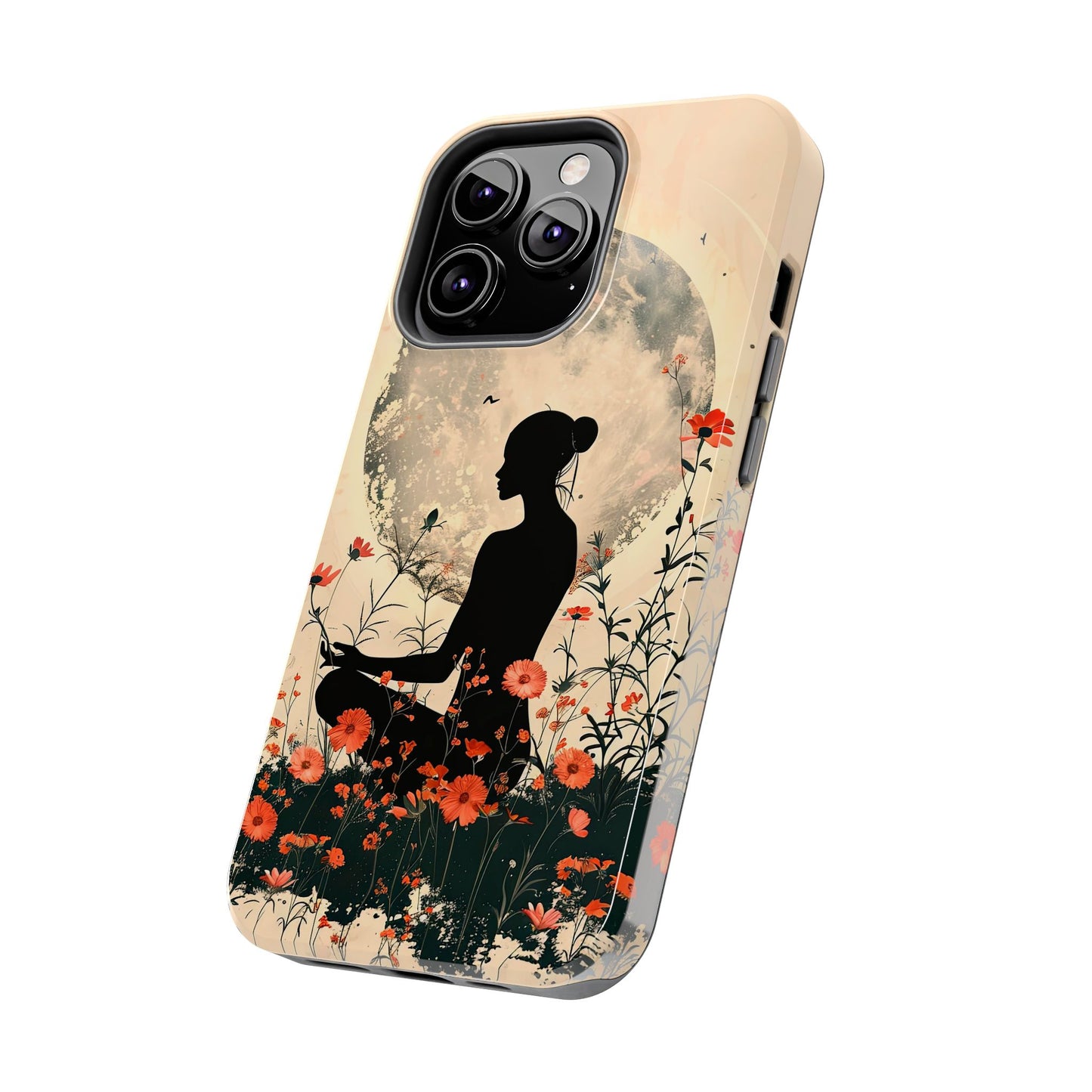 Meditative Vibe Tough Phone Case - Floral Silhouette Design