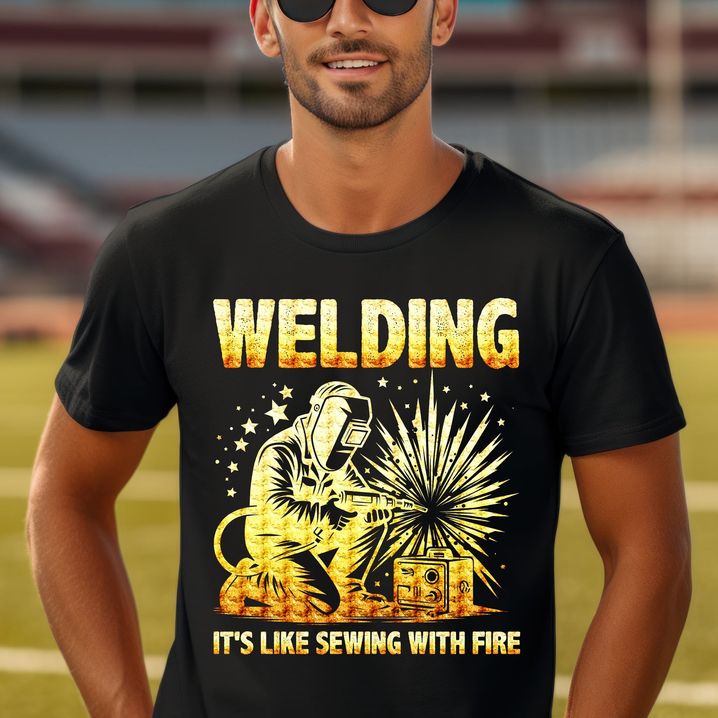Welding T-Shirt - "It's Like Sewing with Fire" - Unisex Softstyle Tee for Welders and DIY Enthusiasts
