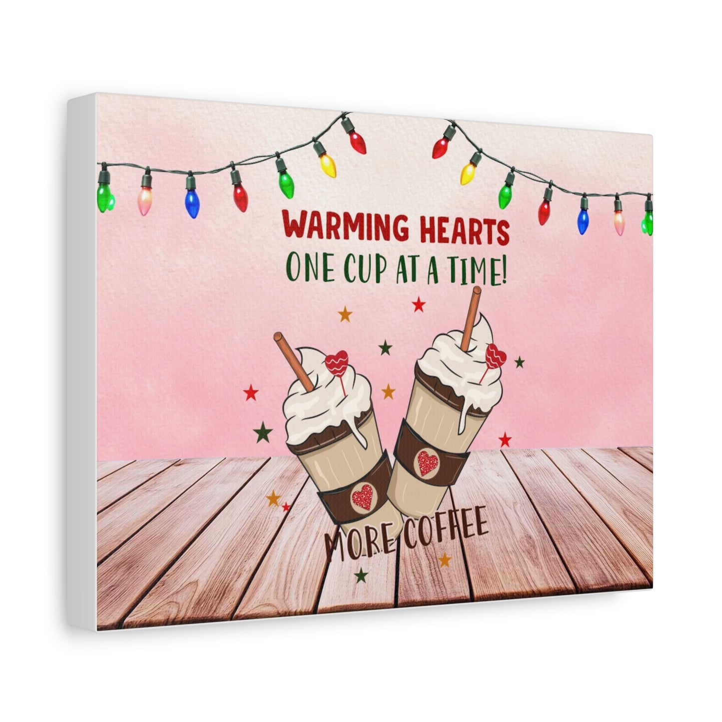 Warm Coffee Canvas Print, Holiday Decor, Kitchen Art, Gift for Coffee Lovers, Cozy Home Decoration, Warming Hearts Art