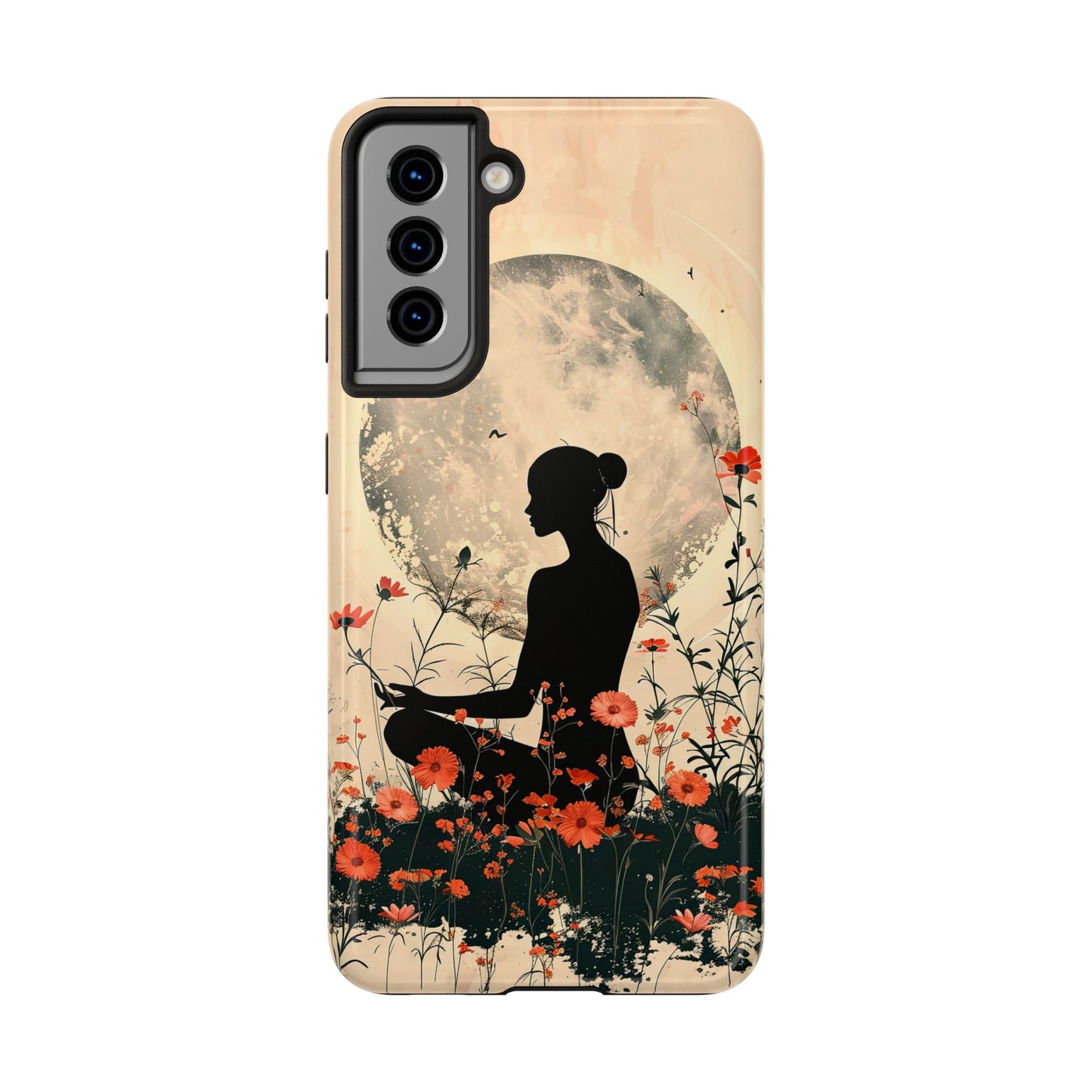Meditative Vibe Tough Phone Case - Floral Silhouette Design