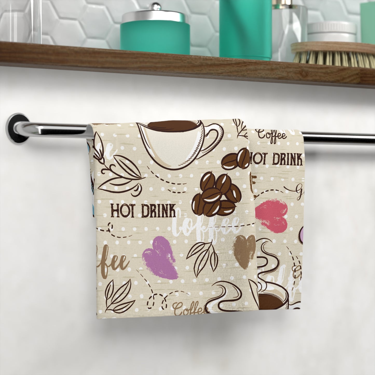 Coffee-Themed Face Towel, Cute Kitchen Towel, Good Morning Gift, Coffee Lover Decor, Home & Kitchen Essentials