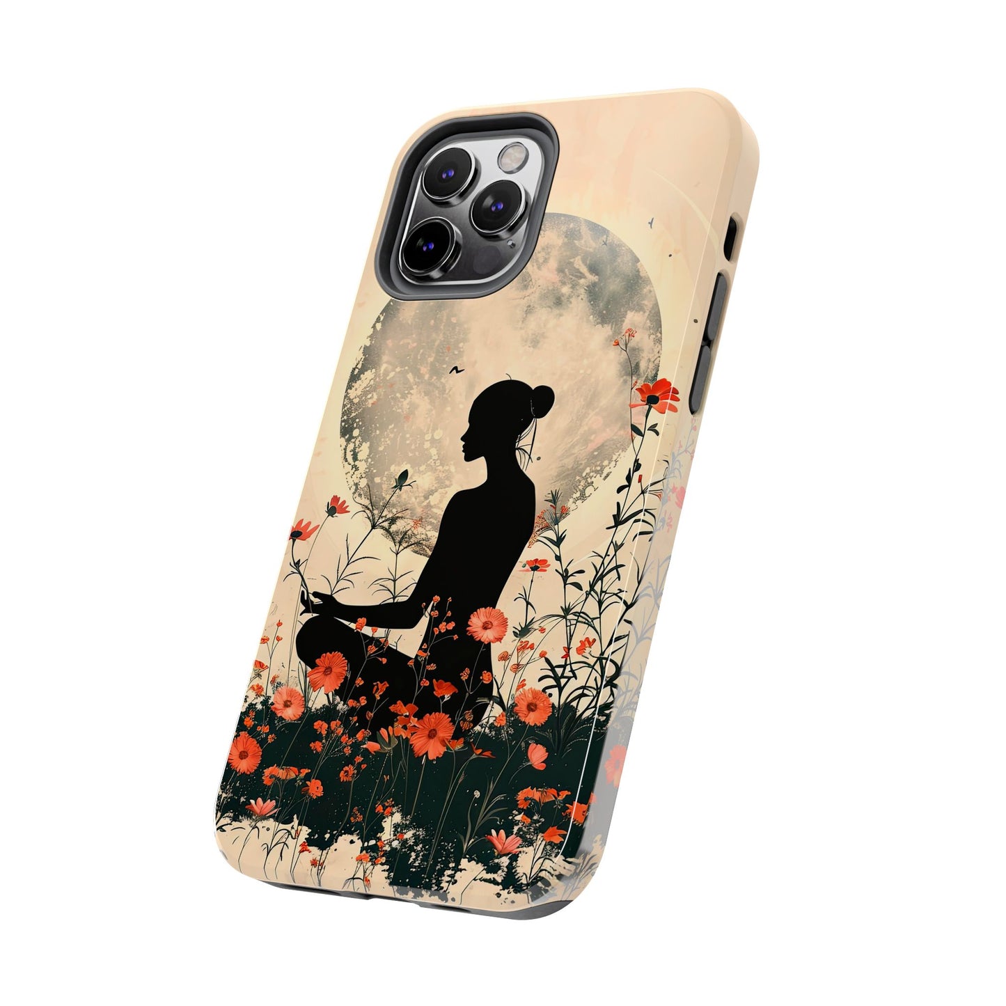 Meditative Vibe Tough Phone Case - Floral Silhouette Design