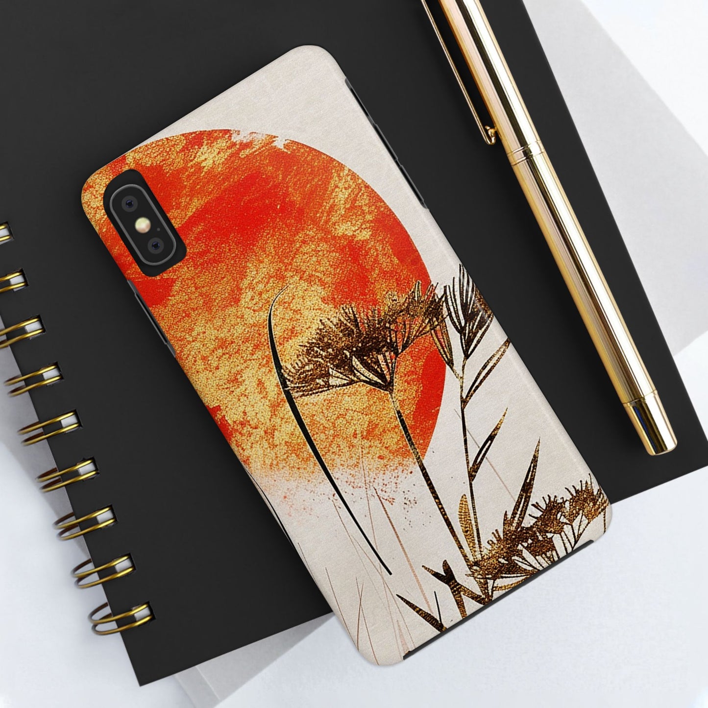 Artistic Floral Tough Phone Case - Sunset Design for Nature Lovers