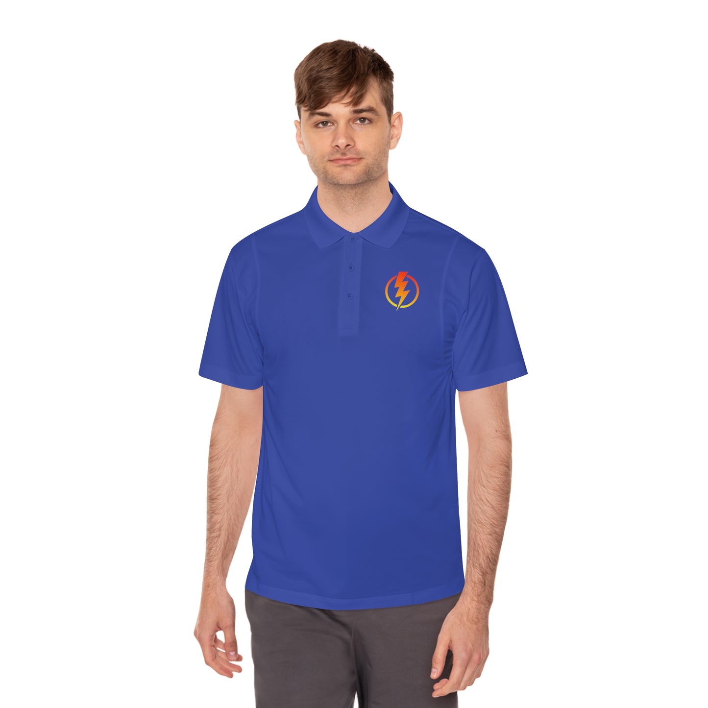 Men's Sport Polo Shirt with Lightning Bolt Design