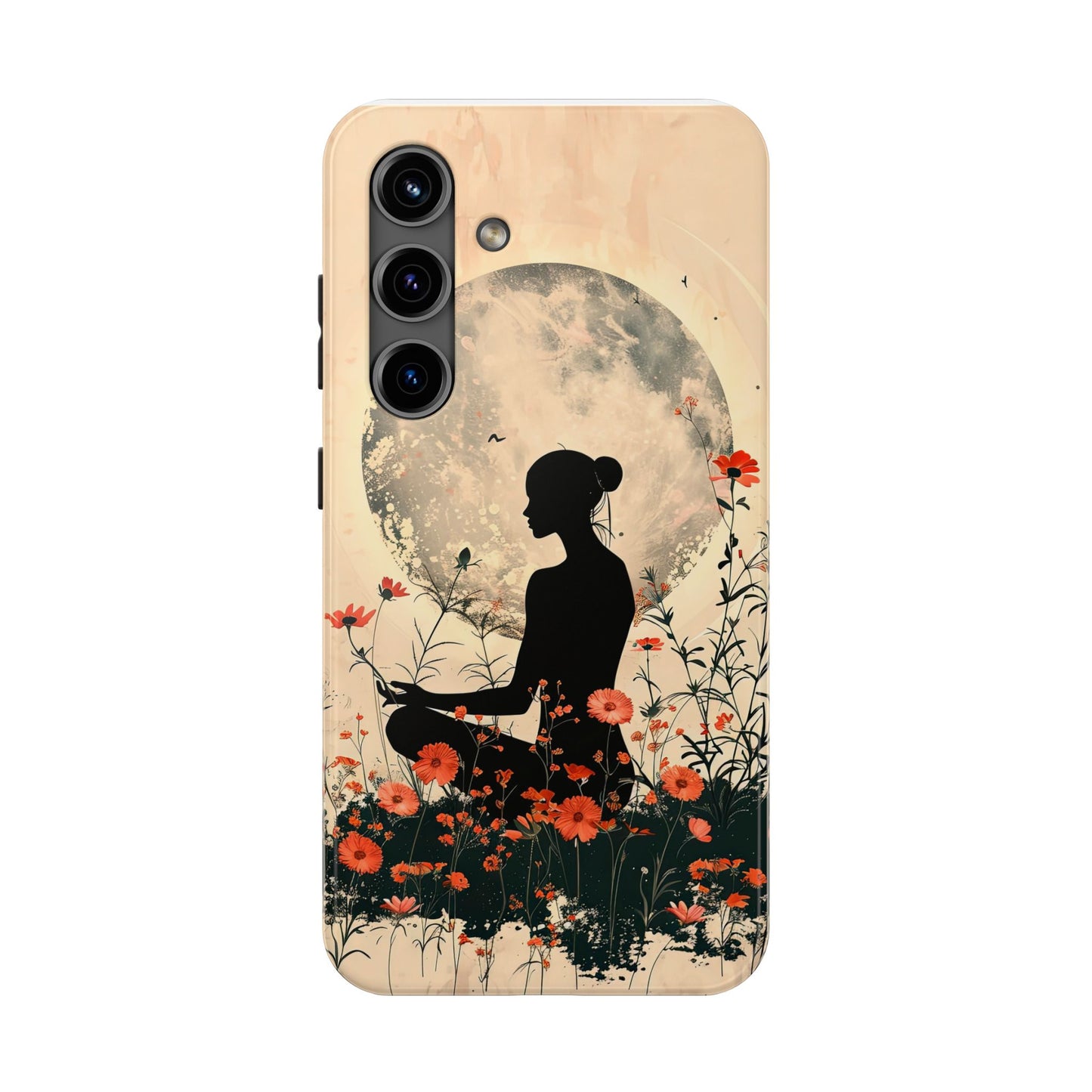 Meditative Vibe Tough Phone Case - Floral Silhouette Design