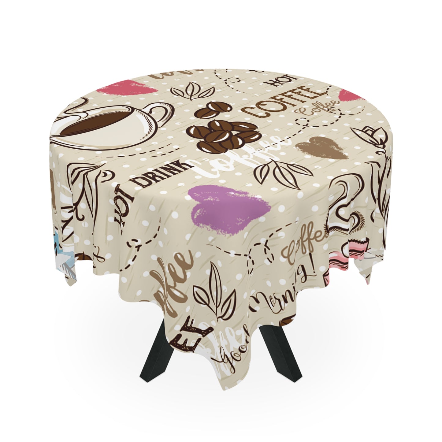 Coffee-Themed Tablecloth, Cozy Dining Decor, Kitchen Table Cover, Gift for Coffee Lovers, Cute Coffee Party Accessory