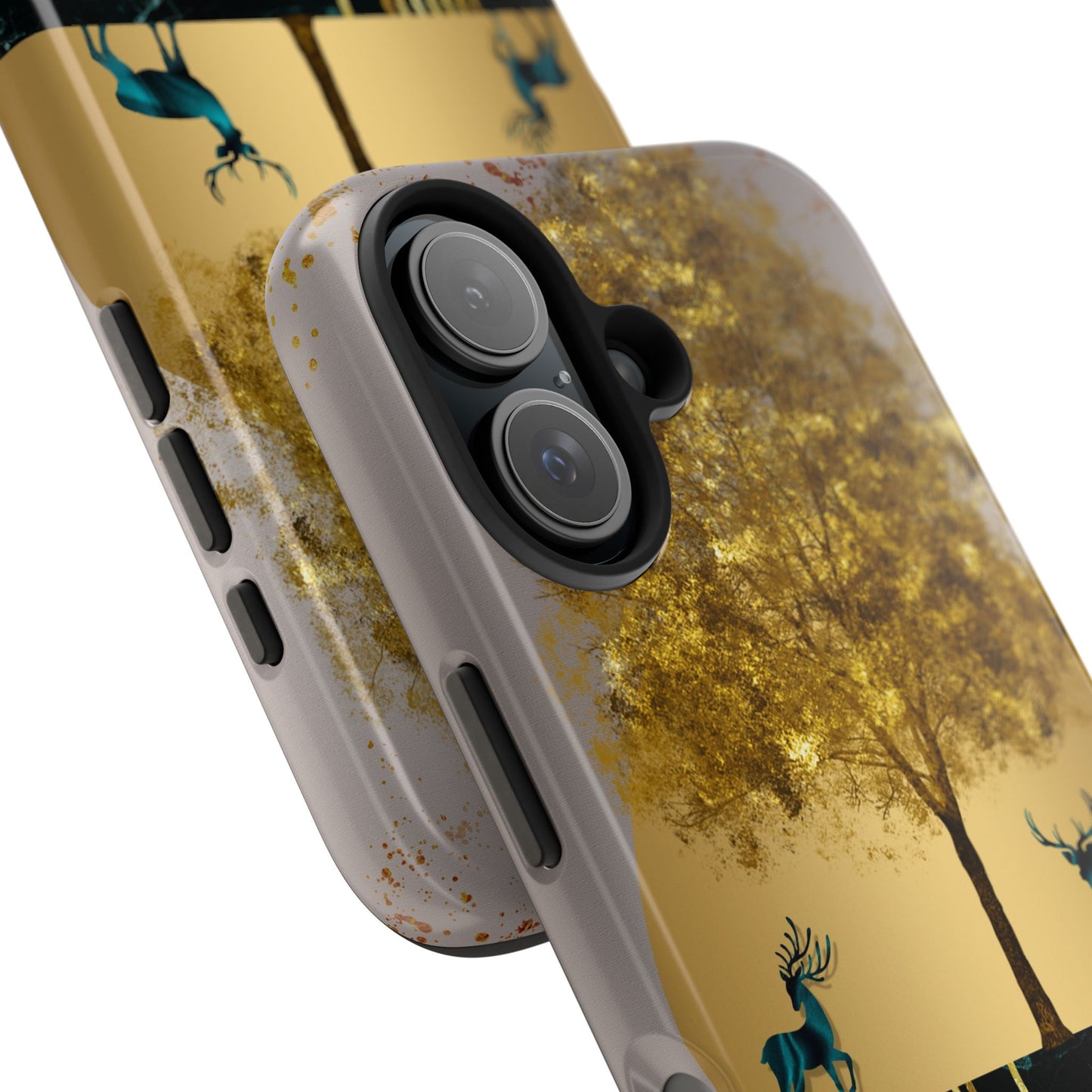 Elegant Wilderness Tough Phone Case - Golden Tree & Deer Design