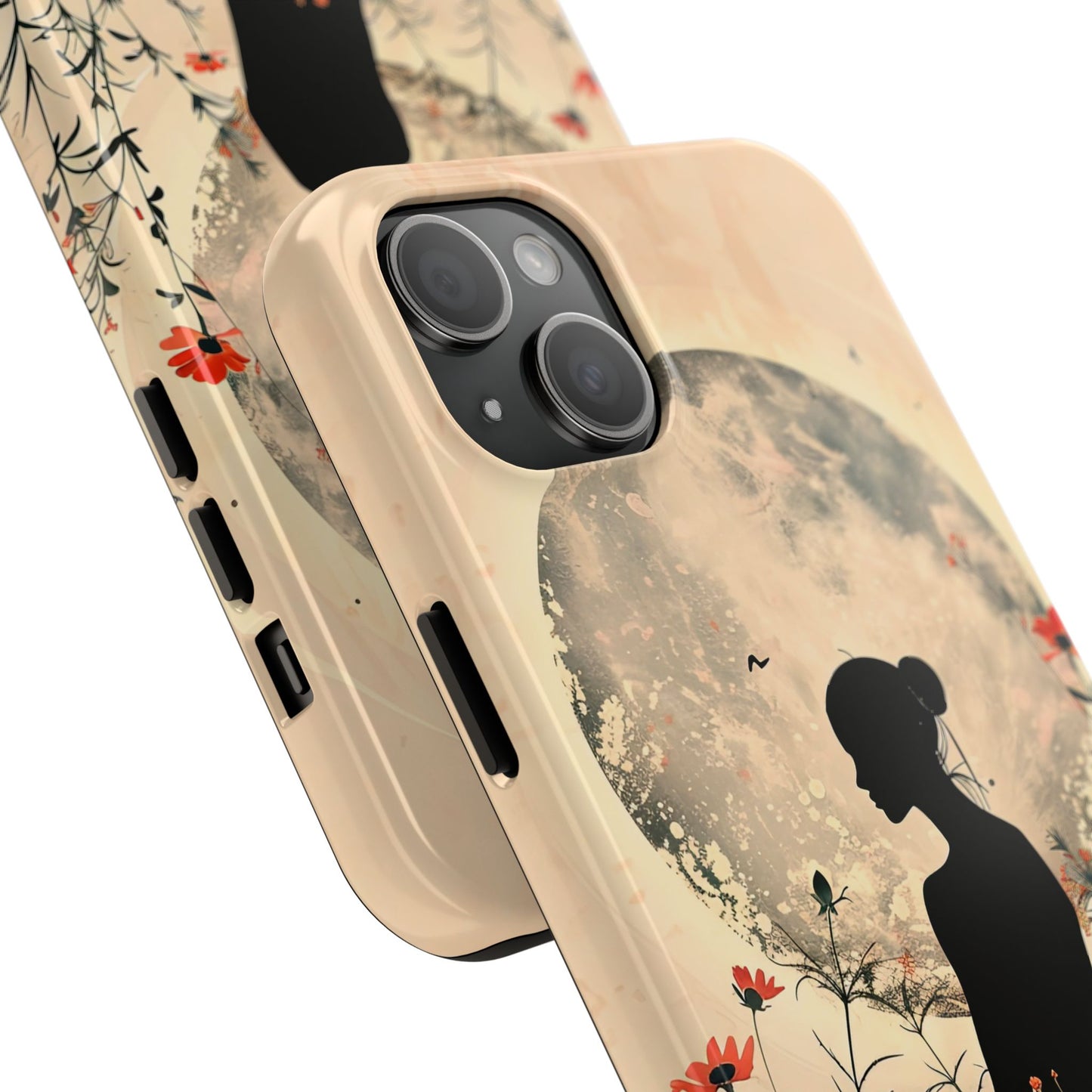 Meditative Vibe Tough Phone Case - Floral Silhouette Design