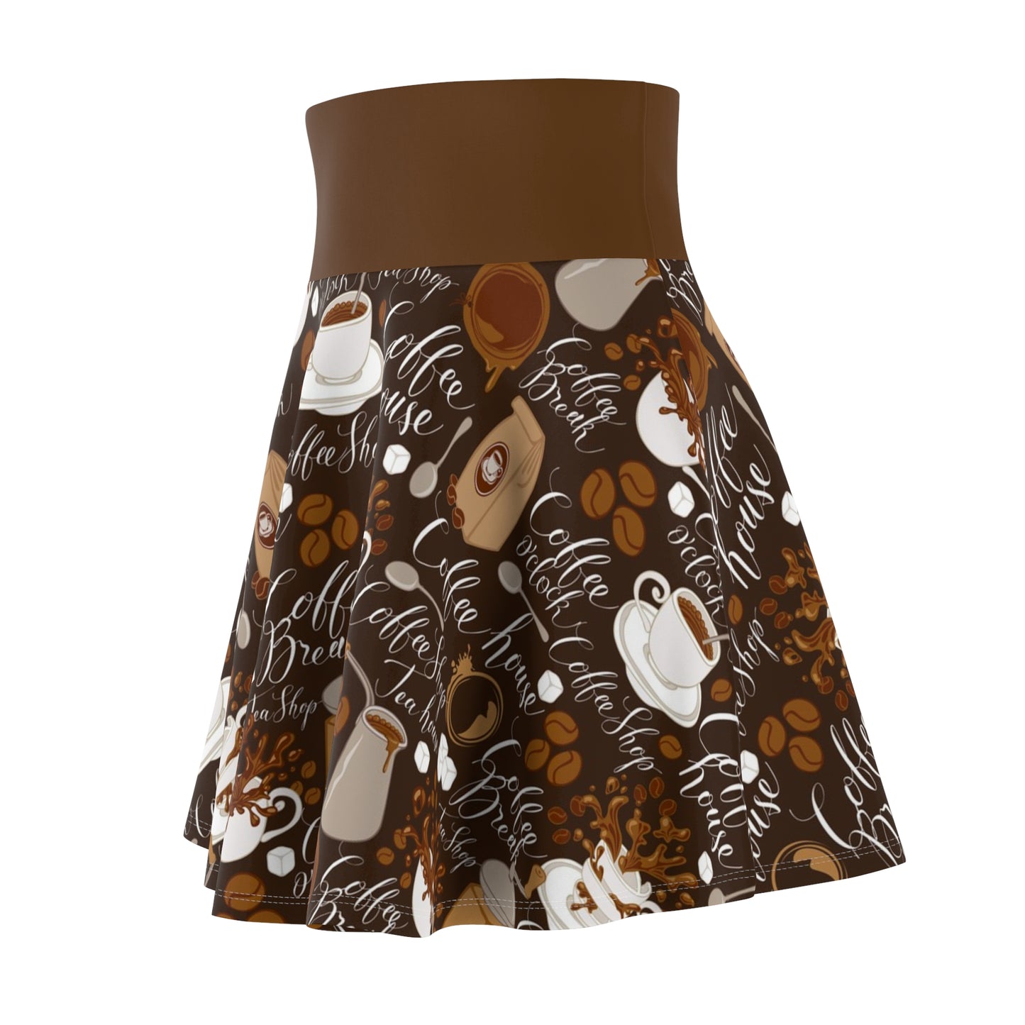 Coffee Lover's Women's Skater Skirt - Trendy Coffee Shop Design