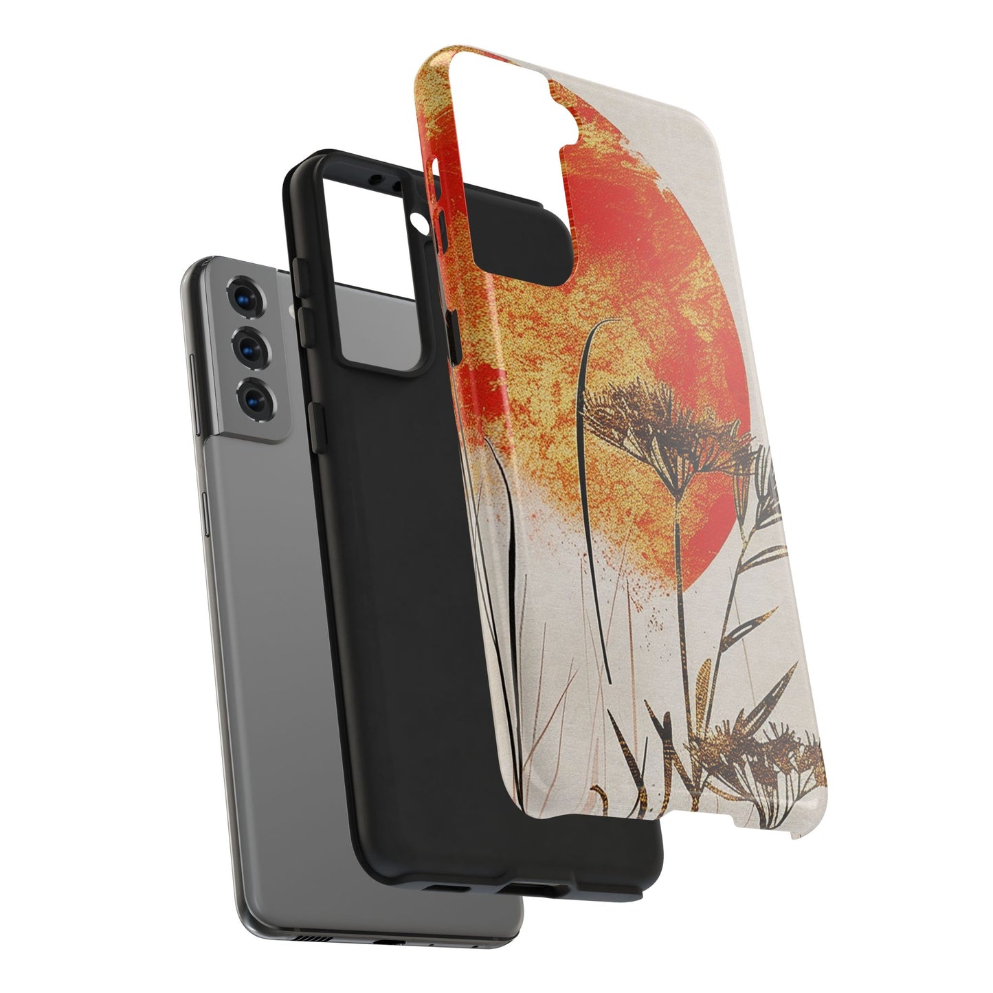 Artistic Floral Tough Phone Case - Sunset Design for Nature Lovers