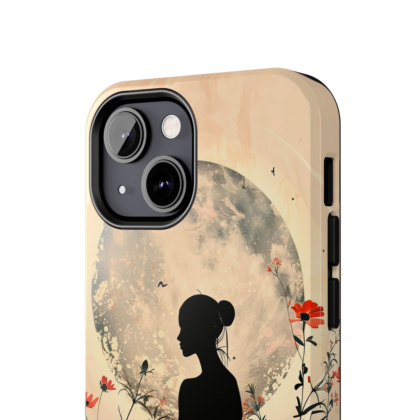 Meditative Vibe Tough Phone Case - Floral Silhouette Design