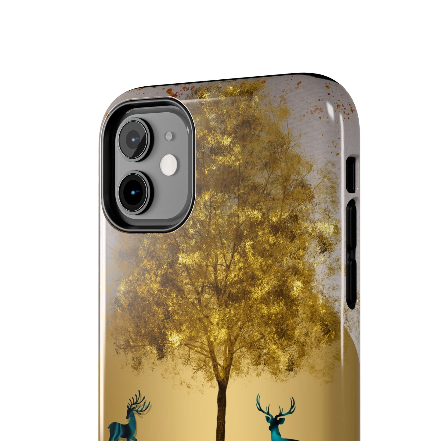 Elegant Wilderness Tough Phone Case - Golden Tree & Deer Design