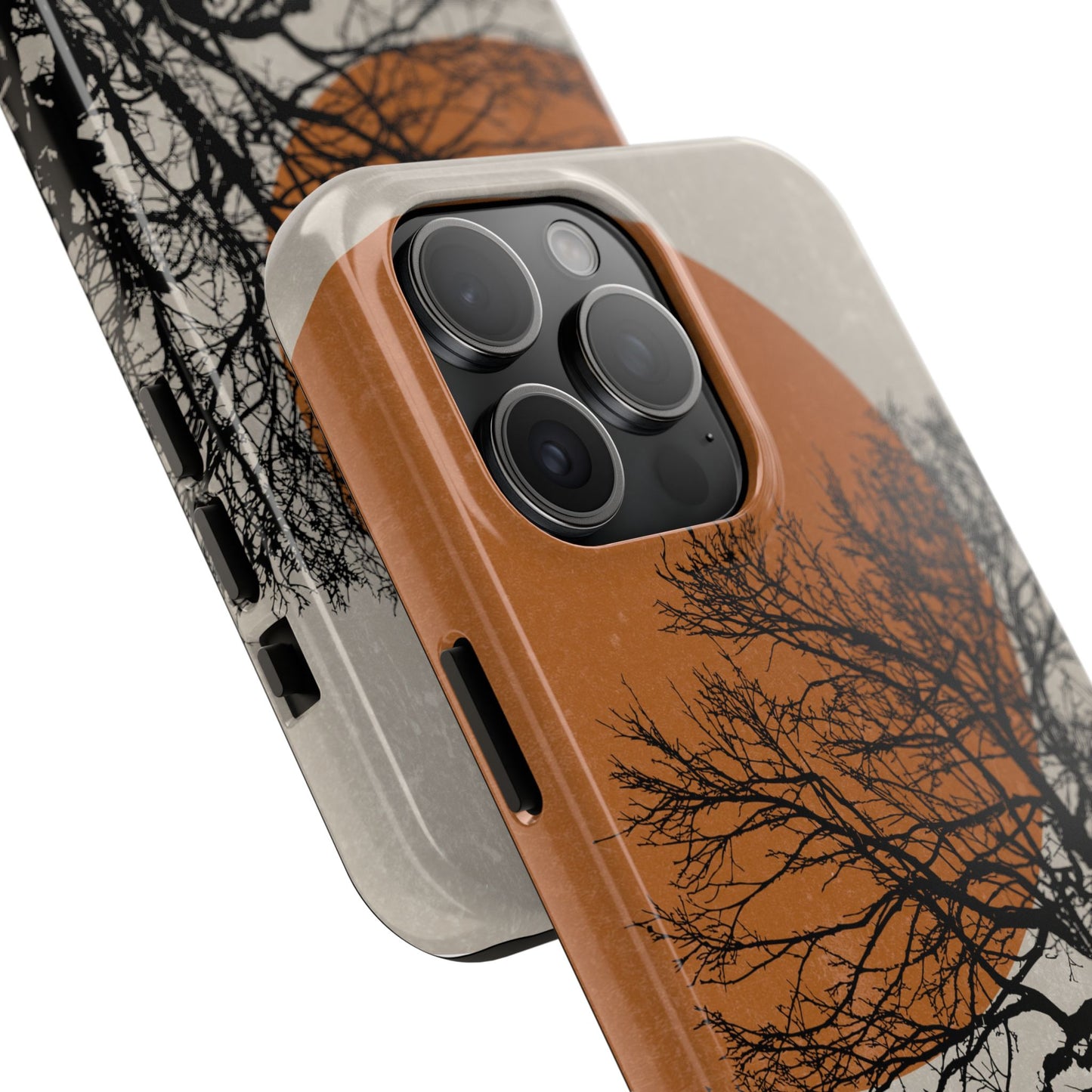 Artistic Tough Phone Case with Tree and Sunset Design
