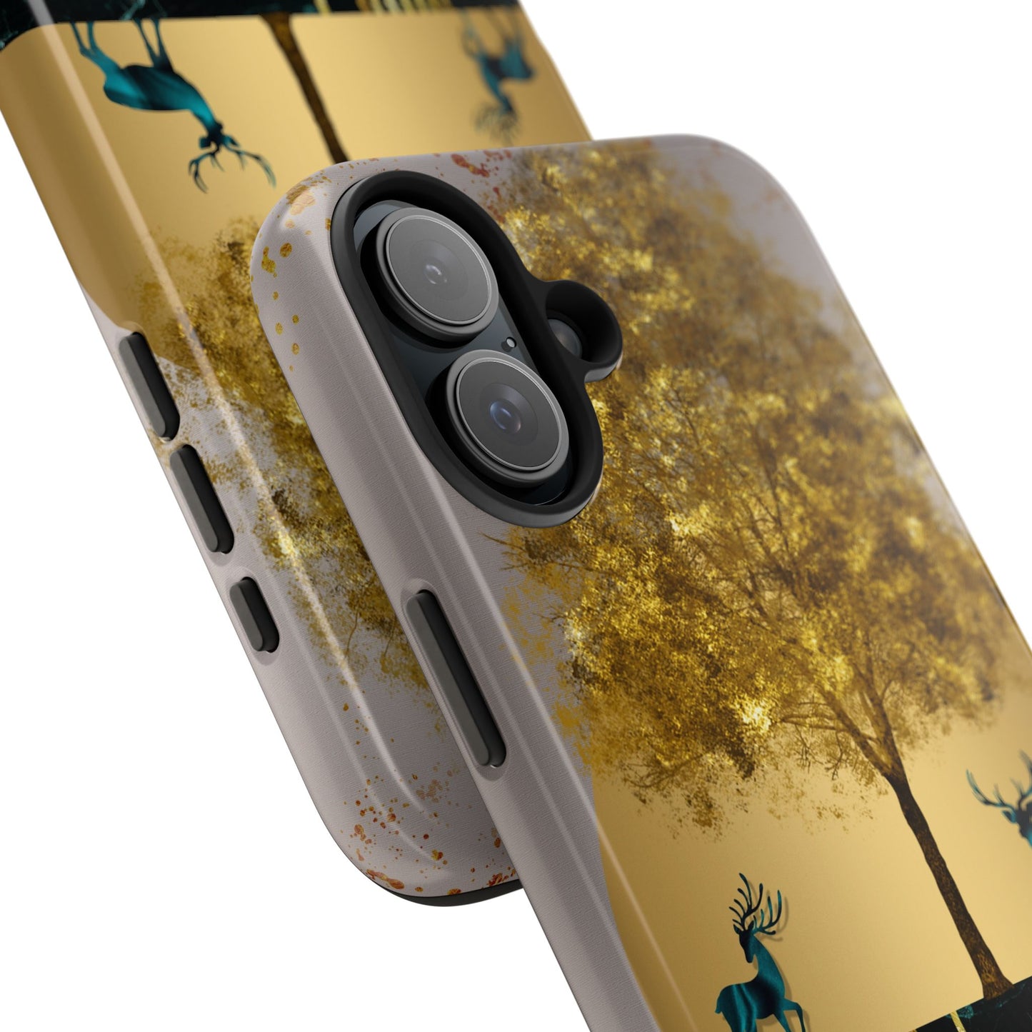 Elegant Wilderness Tough Phone Case - Golden Tree & Deer Design