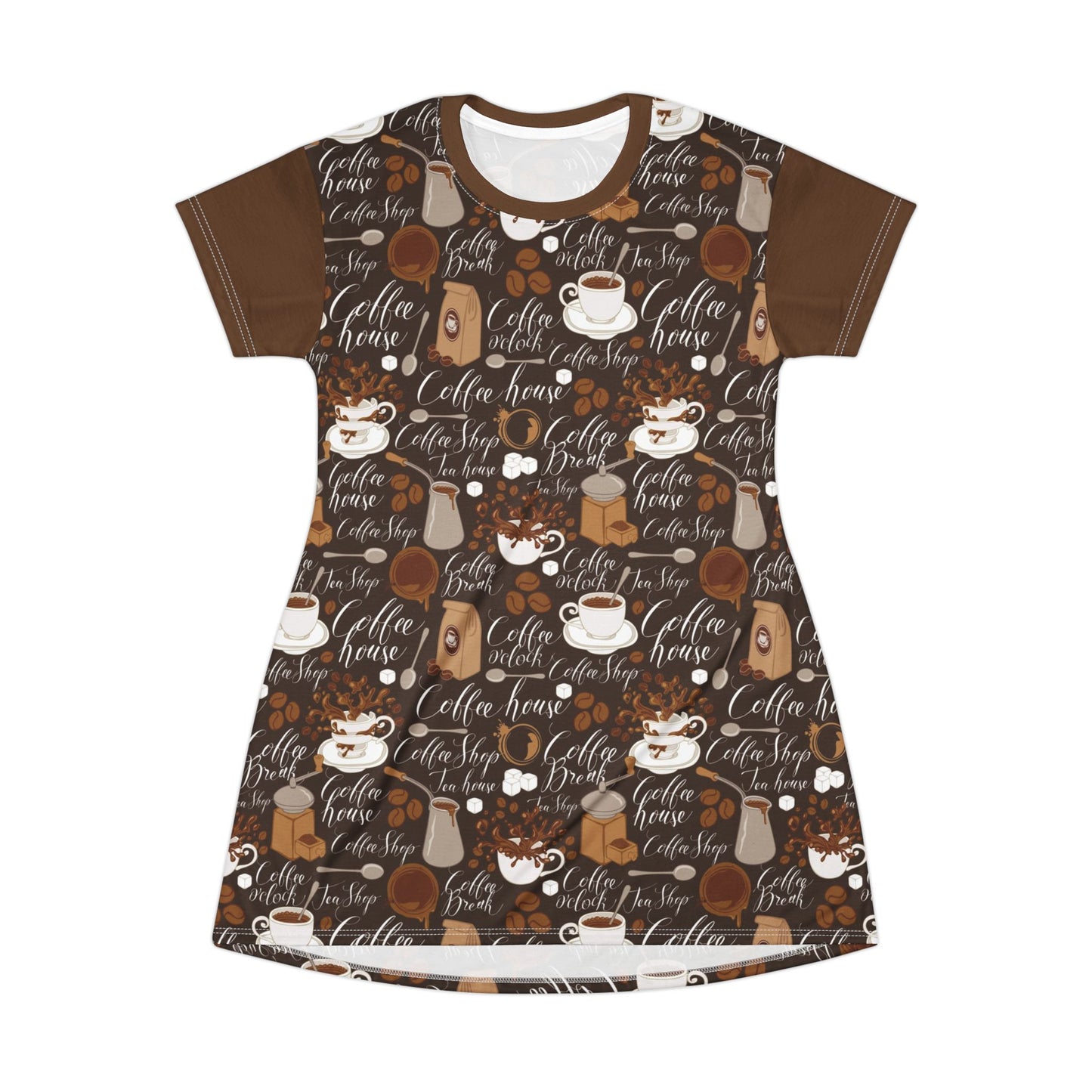 Coffee Lover T-Shirt Dress - Cozy Cafe Vibes
