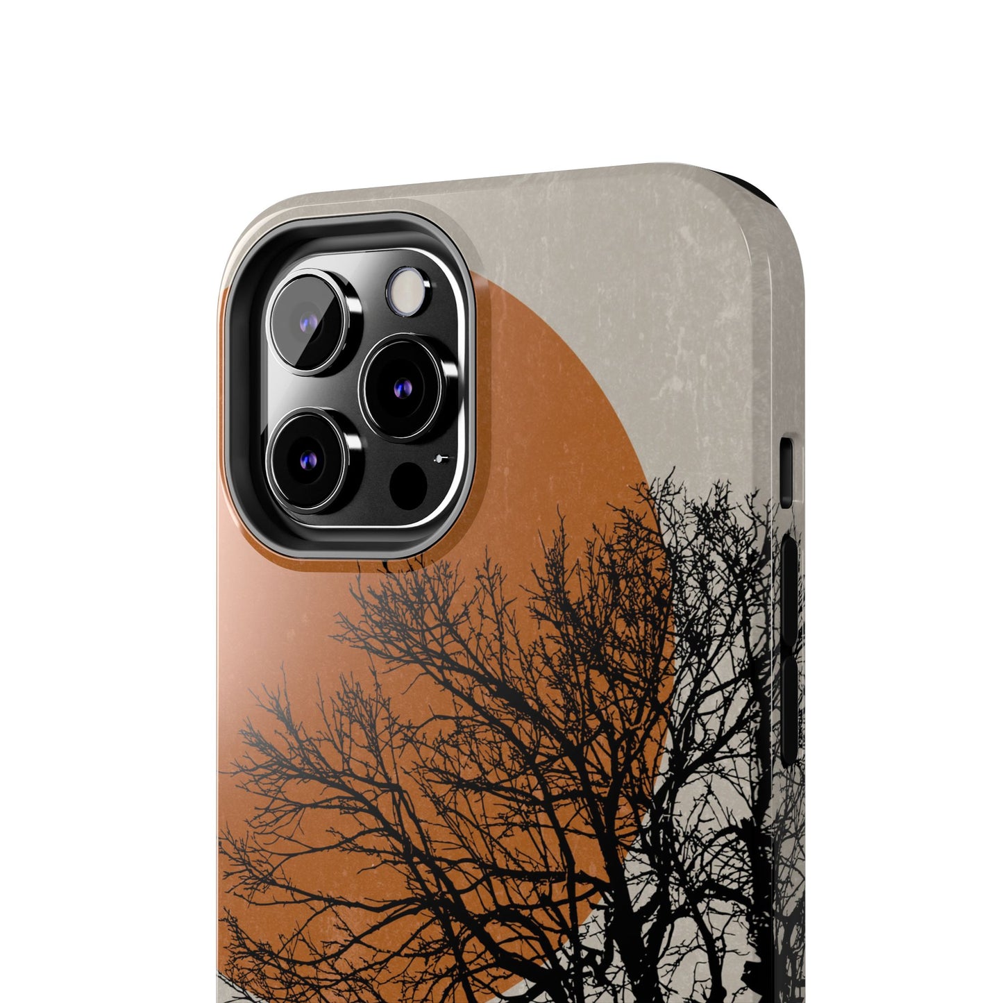 Artistic Tough Phone Case with Tree and Sunset Design
