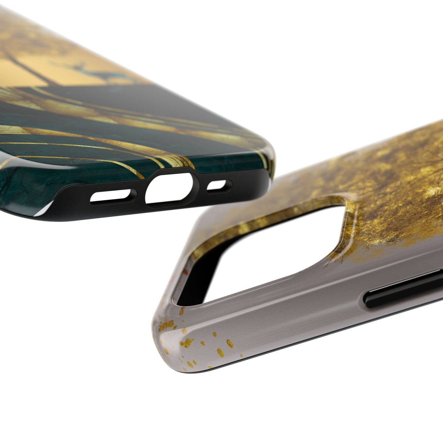 Elegant Wilderness Tough Phone Case - Golden Tree & Deer Design