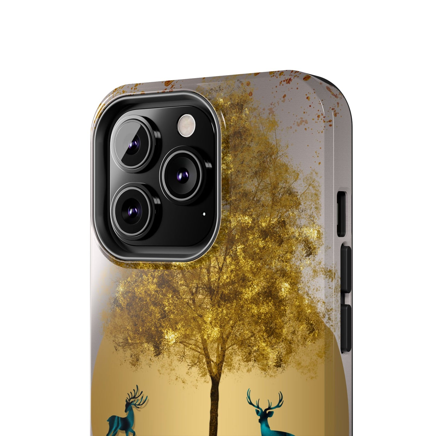 Elegant Wilderness Tough Phone Case - Golden Tree & Deer Design