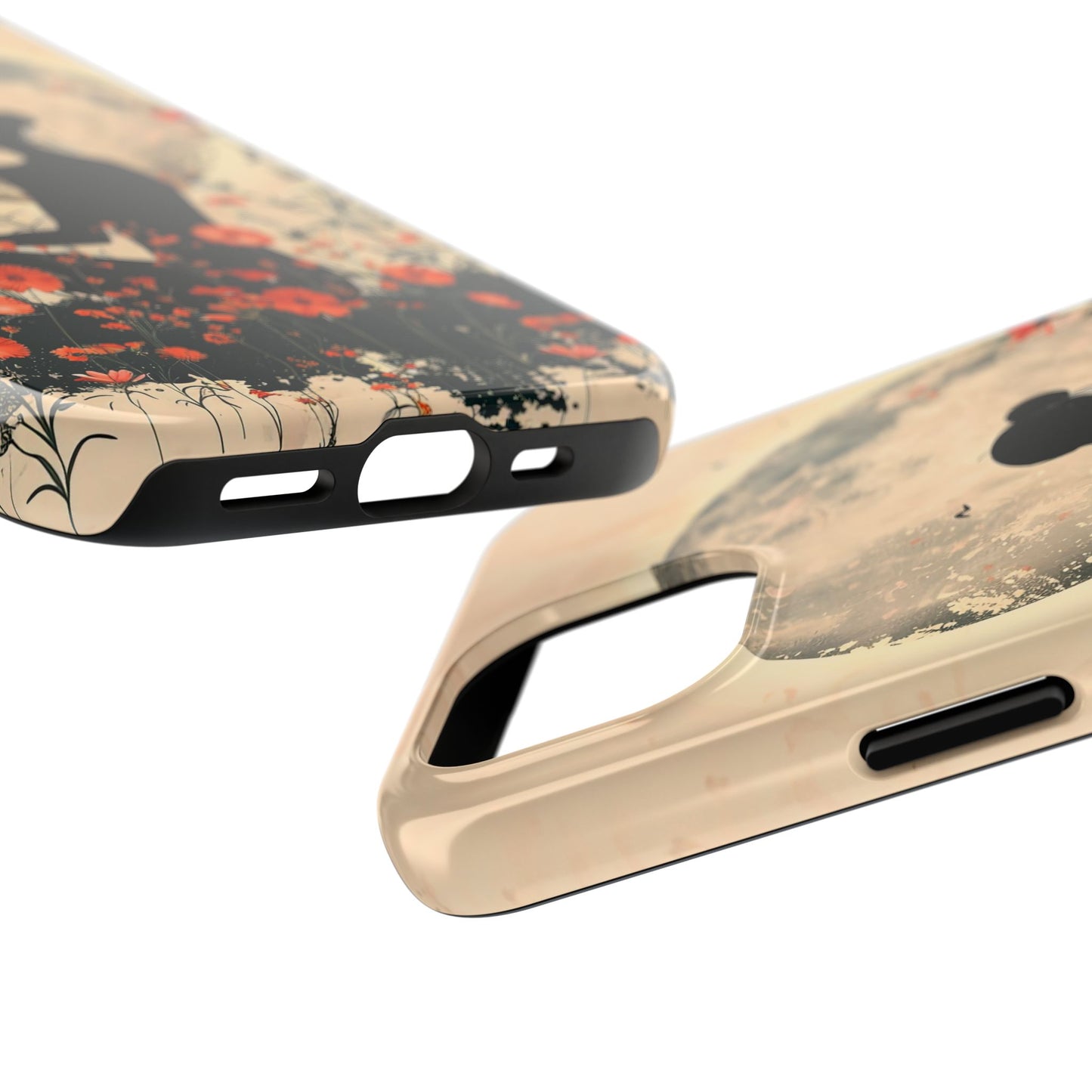Meditative Vibe Tough Phone Case - Floral Silhouette Design