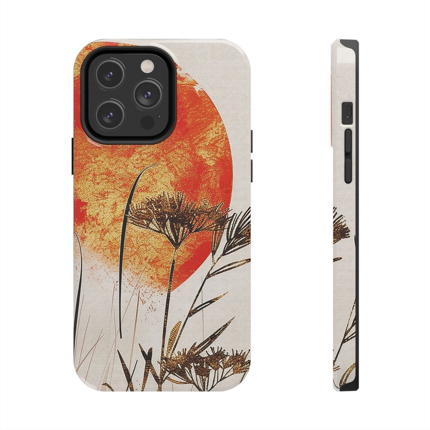 Artistic Floral Tough Phone Case - Sunset Design for Nature Lovers