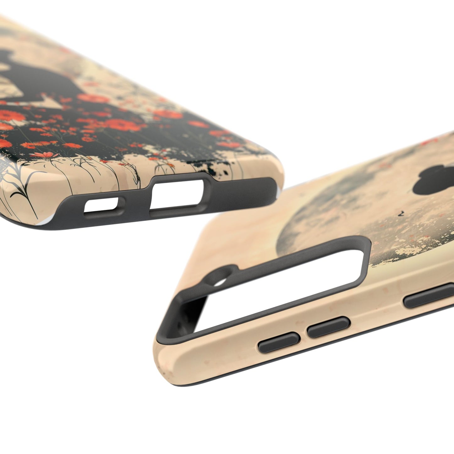 Meditative Vibe Tough Phone Case - Floral Silhouette Design