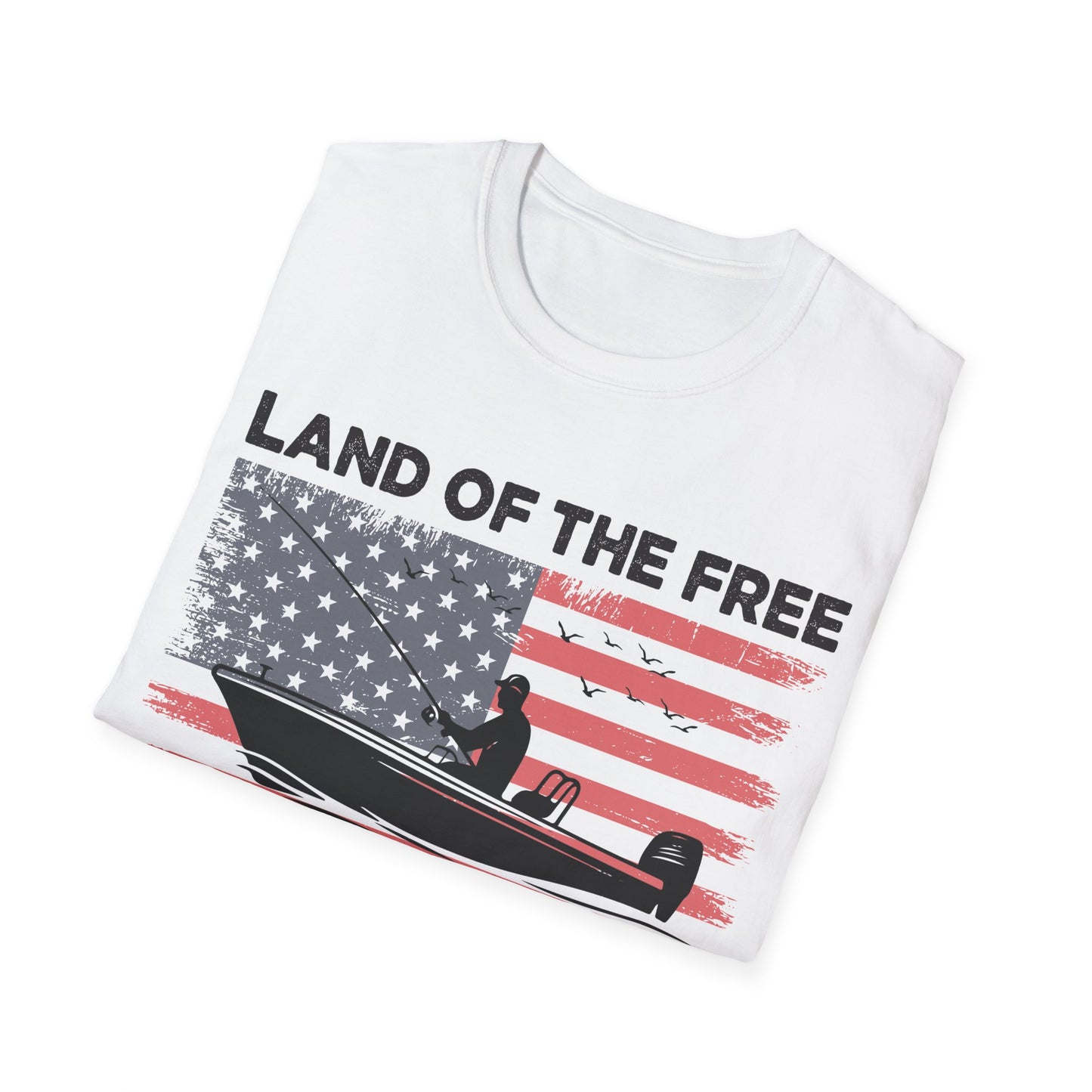 Land of the Free Fishing T-Shirt | Home of the Angler Graphic Tee for Outdoor Enthusiasts