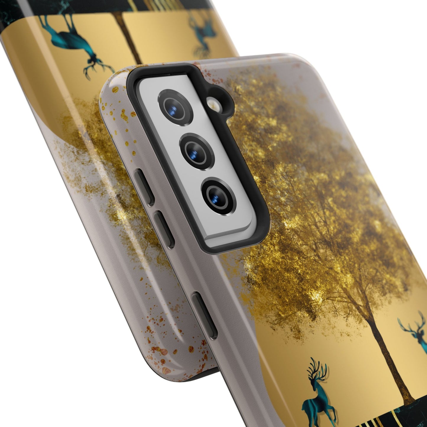 Elegant Wilderness Tough Phone Case - Golden Tree & Deer Design