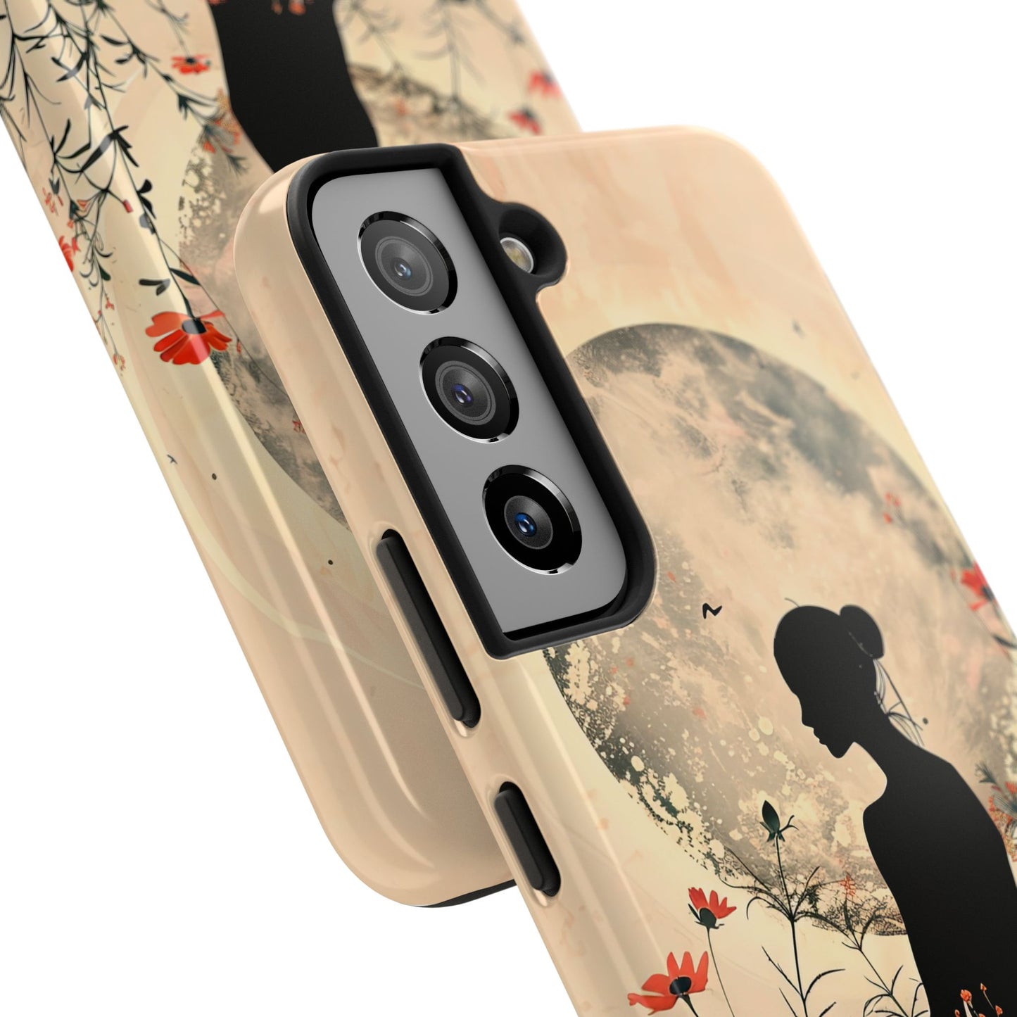 Meditative Vibe Tough Phone Case - Floral Silhouette Design