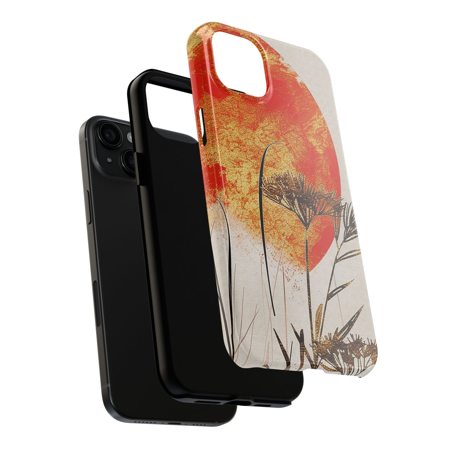 Artistic Floral Tough Phone Case - Sunset Design for Nature Lovers