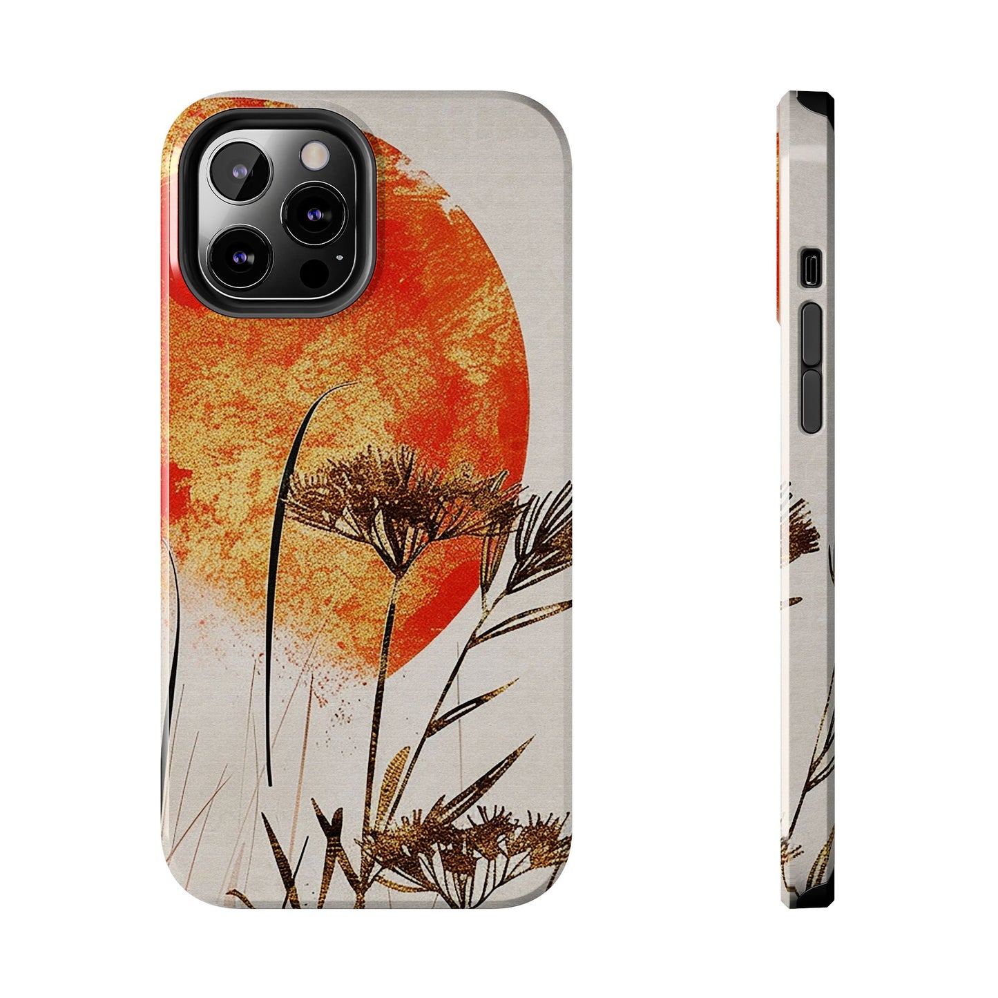 Artistic Floral Tough Phone Case - Sunset Design for Nature Lovers