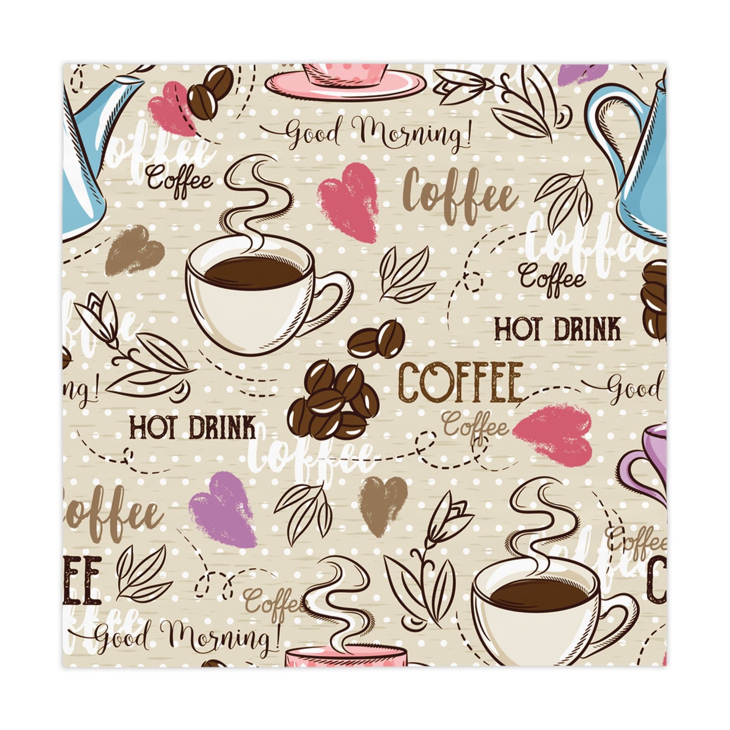Coffee-Themed Tablecloth, Cozy Dining Decor, Kitchen Table Cover, Gift for Coffee Lovers, Cute Coffee Party Accessory