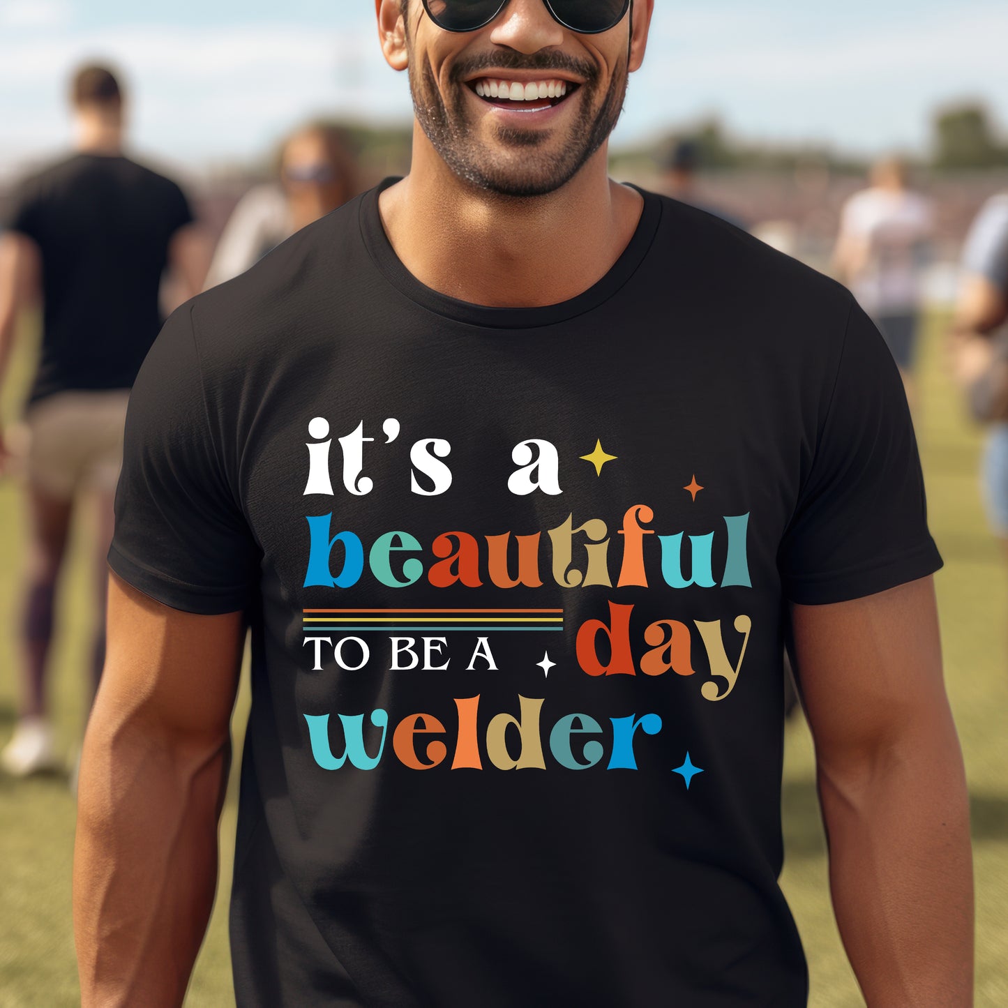 Beautiful Day Welder Unisex Softstyle T-Shirt - Perfect Gift for Welding Enthusiasts