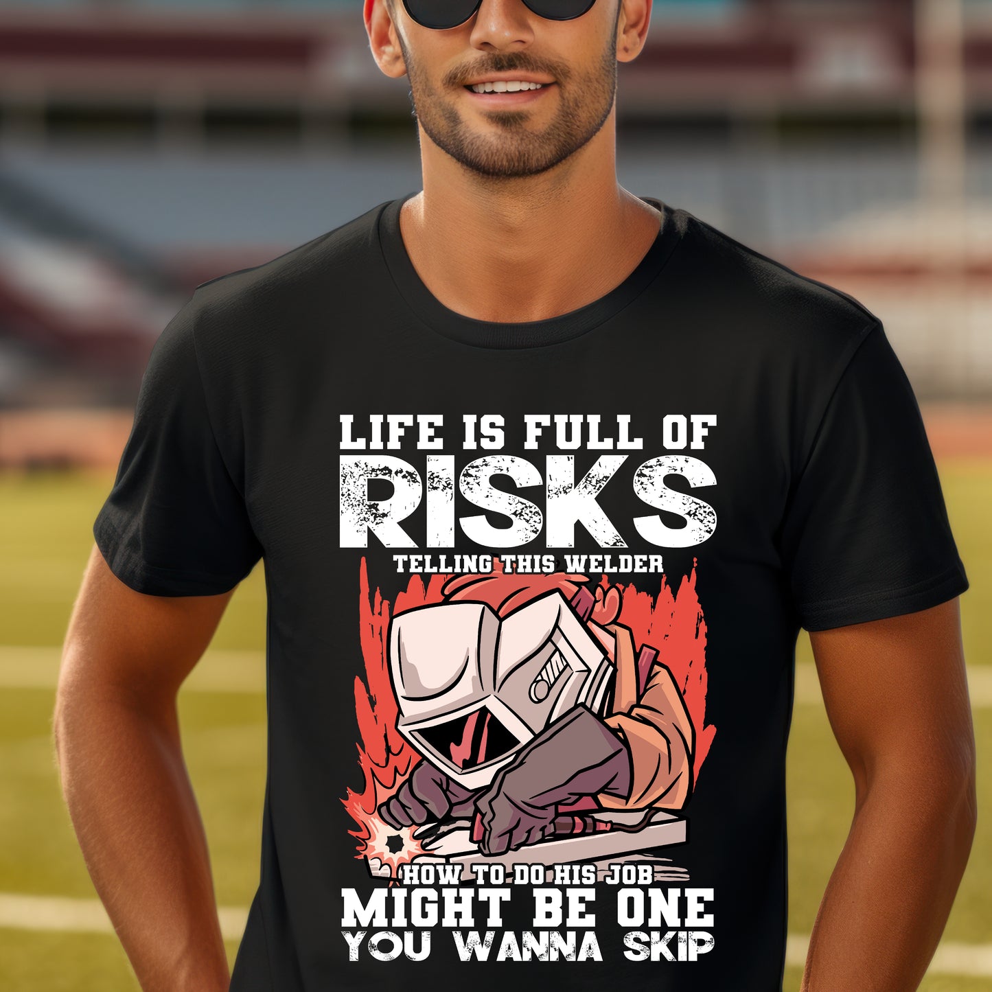 Welding Risks Unisex Softstyle T-Shirt - Perfect for Welders and Safety Enthusiasts