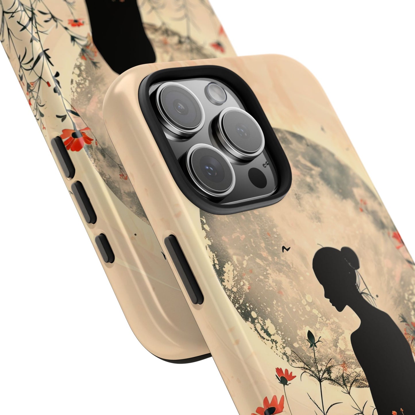 Meditative Vibe Tough Phone Case - Floral Silhouette Design