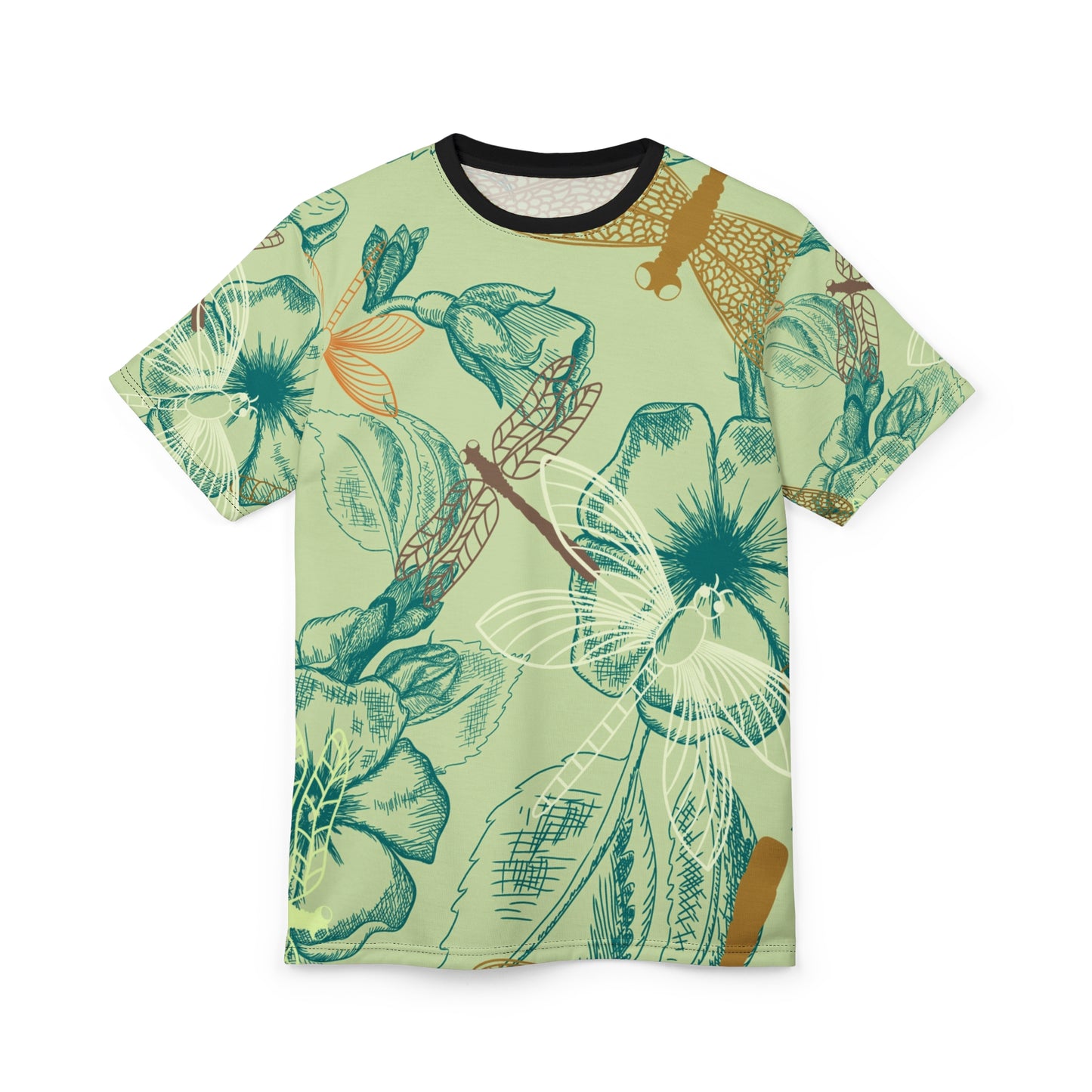 Botanical Dragonfly Unisex Tee - Nature-Inspired Floral Print Shirt