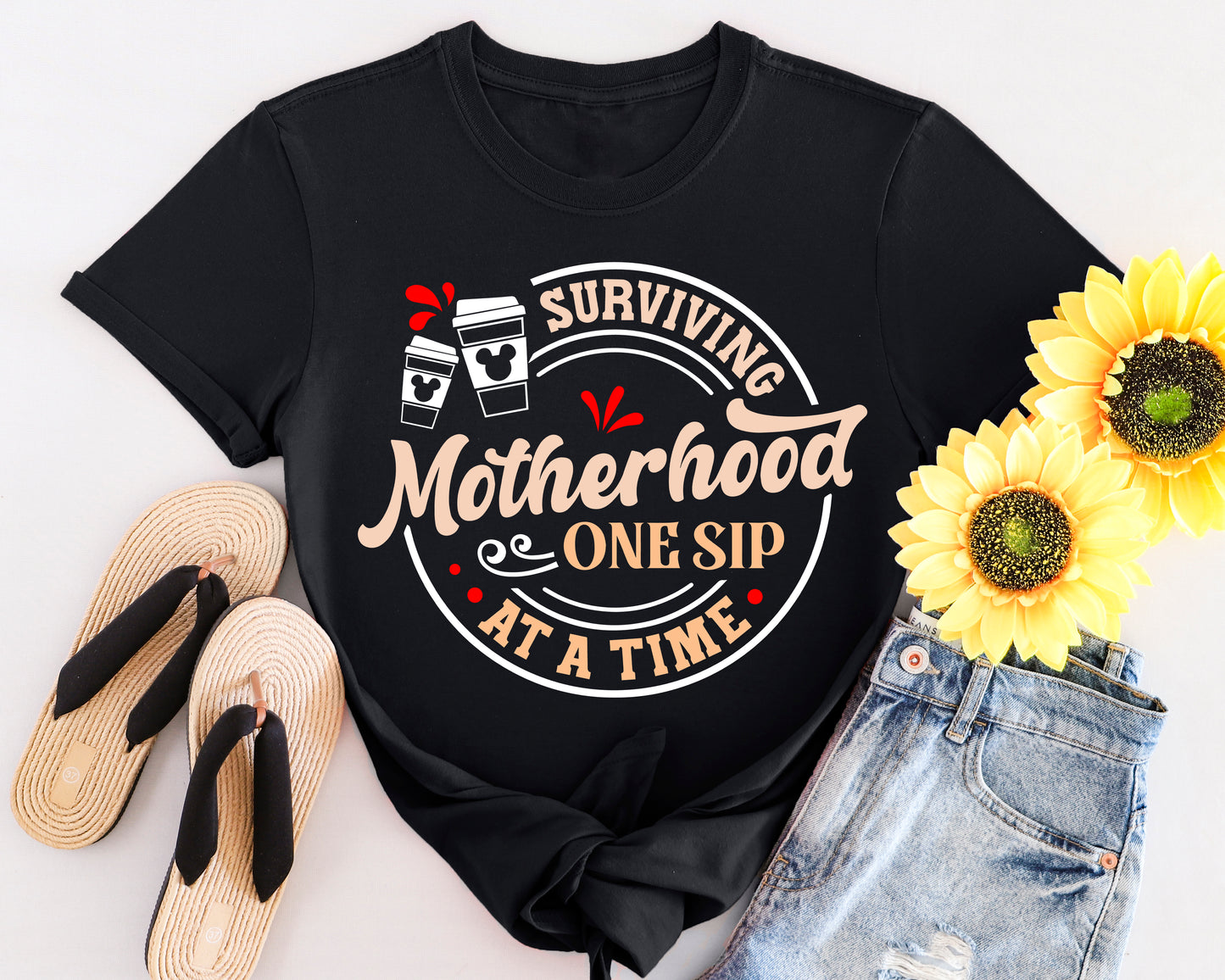 Surviving Motherhood One Sip at a Time Coffee T-Shirt