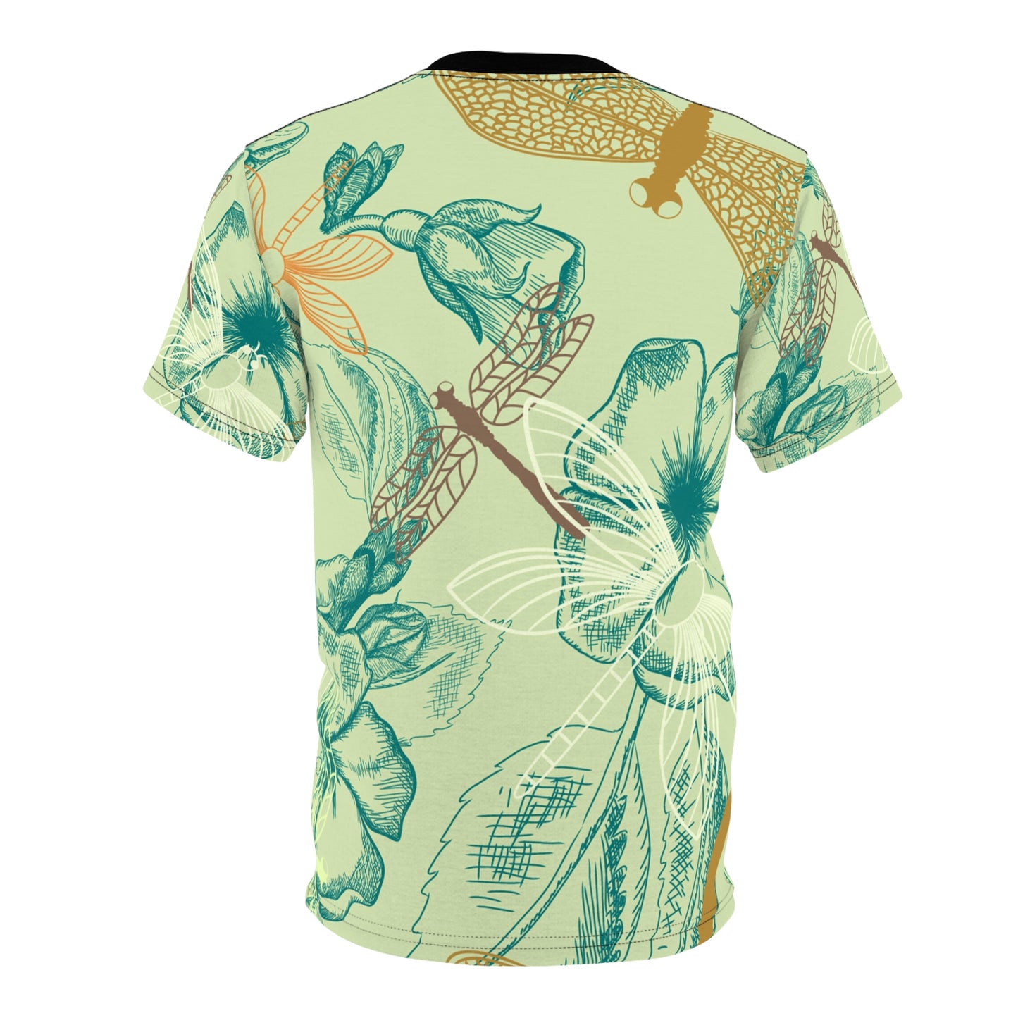 Botanical Dragonfly Unisex Tee - Nature-Inspired Floral Print Shirt