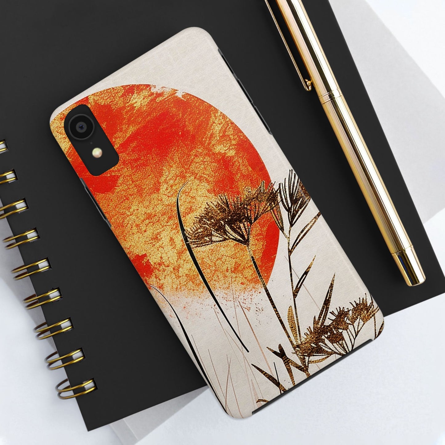 Artistic Floral Tough Phone Case - Sunset Design for Nature Lovers