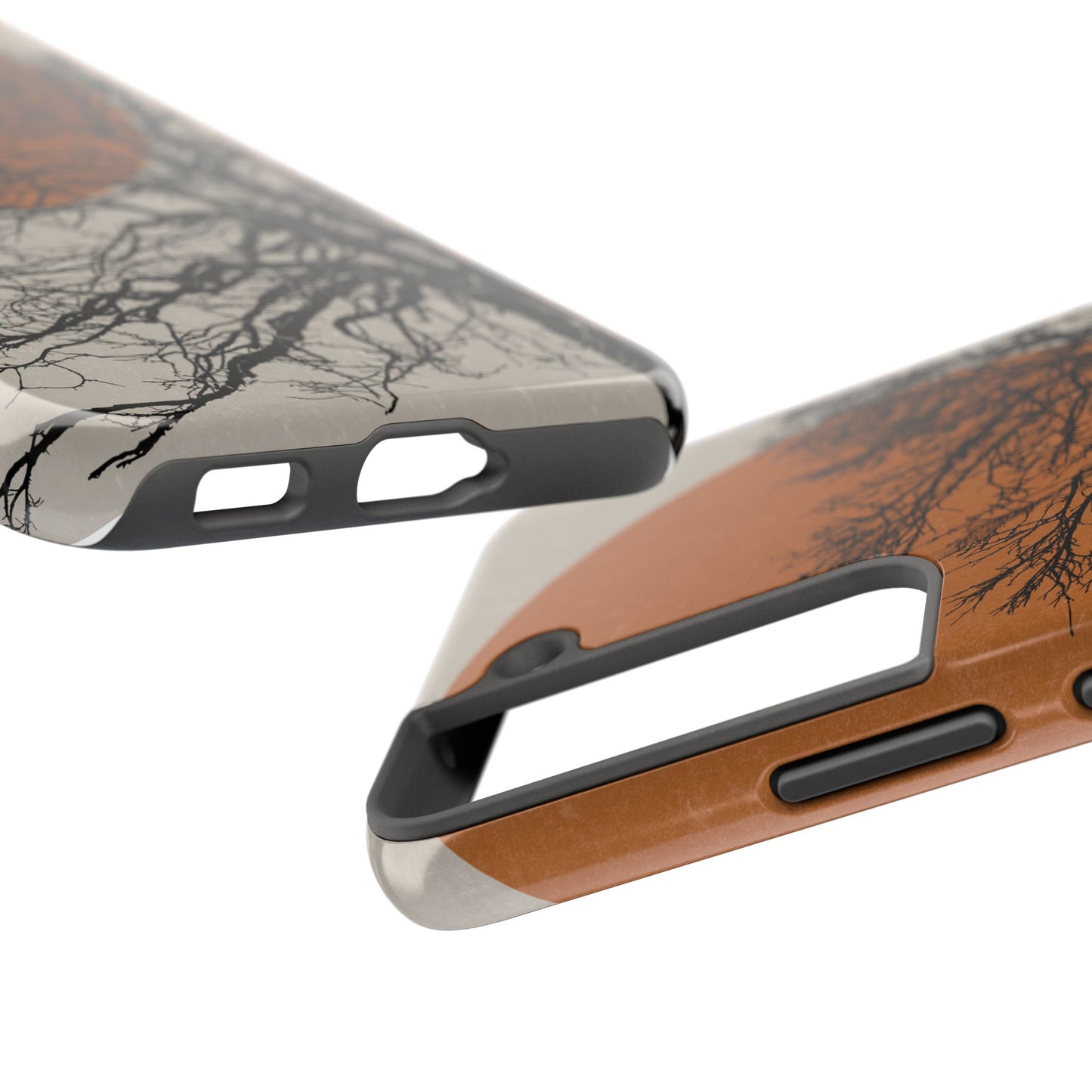 Artistic Tough Phone Case with Tree and Sunset Design
