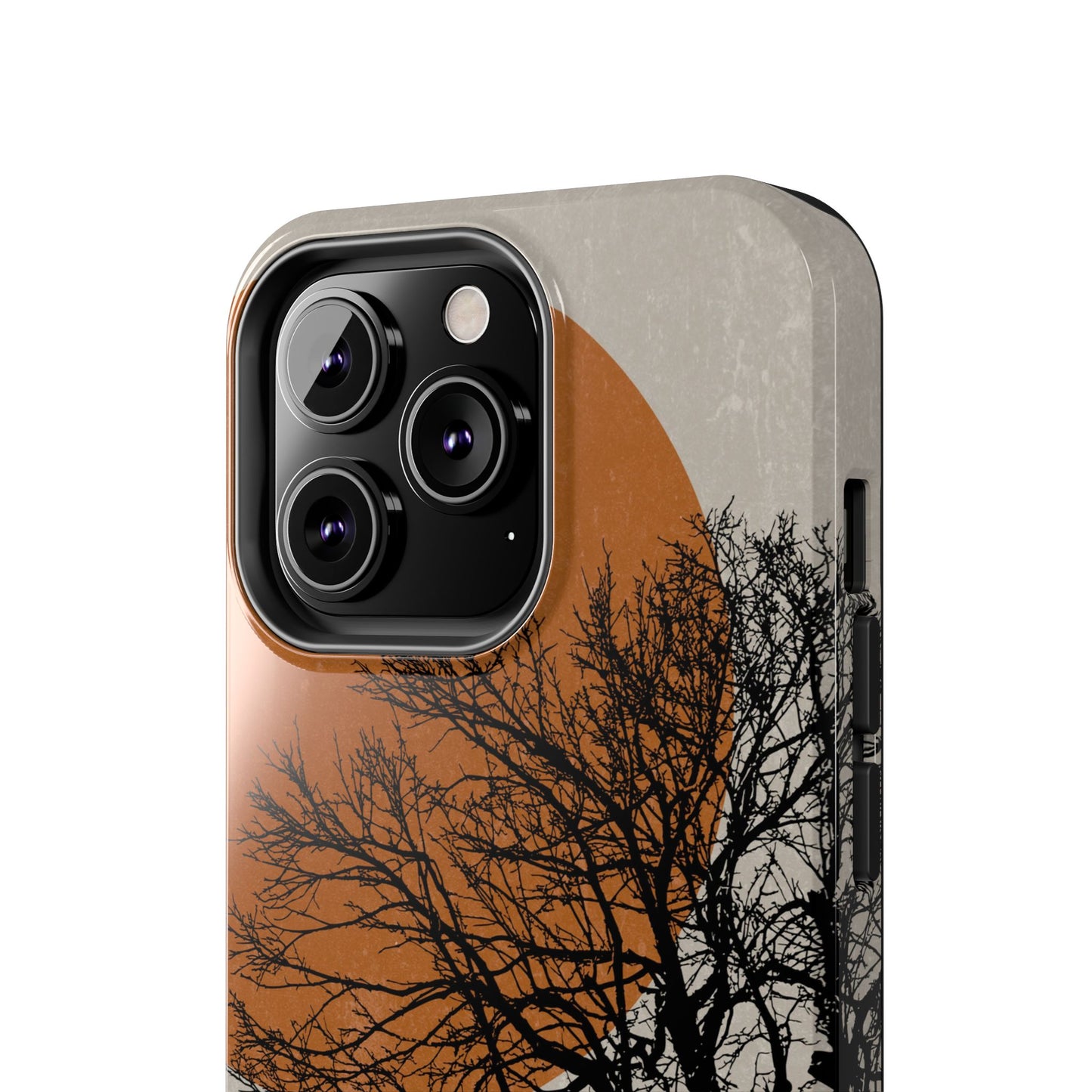 Artistic Tough Phone Case with Tree and Sunset Design