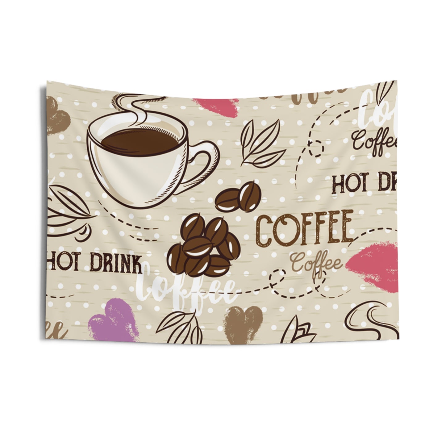 Cozy Coffee Indoor Wall Tapestry - Home Decor, Bohemian Wall Art, Coffee Lover Gift, Living Room Wall Hanging, Aesthetic Tapestry