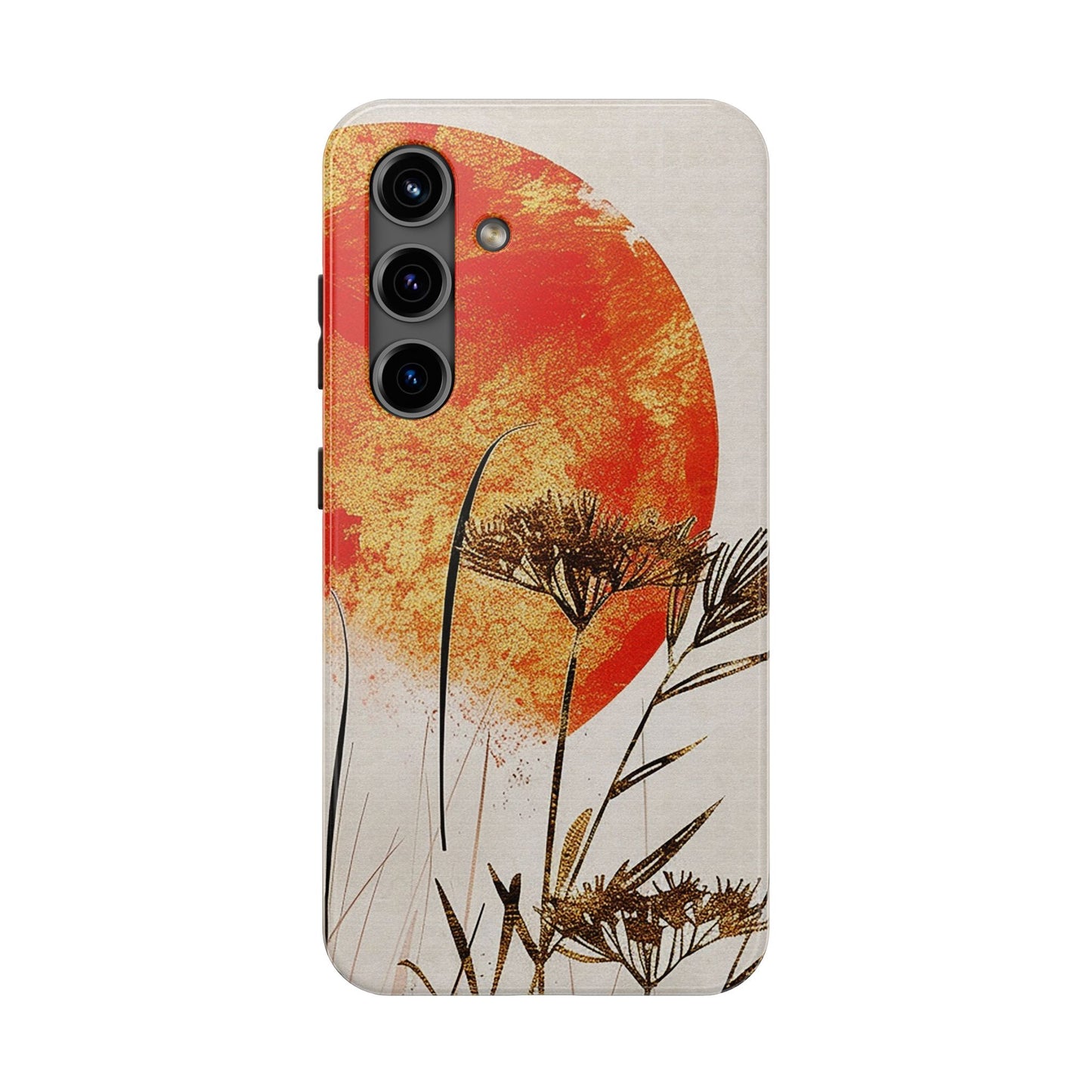 Artistic Floral Tough Phone Case - Sunset Design for Nature Lovers