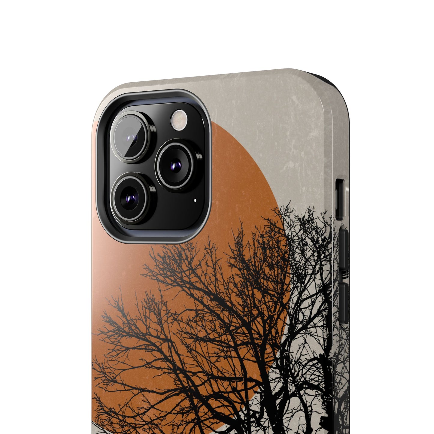 Artistic Tough Phone Case with Tree and Sunset Design