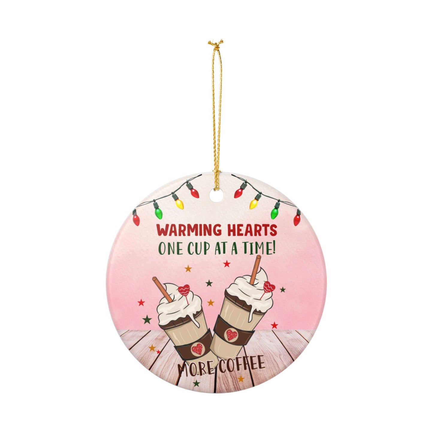 Coffee Lovers Ceramic Ornament | Holiday Decor, Gift for Barista, Warming Hearts, Home Decoration, Tree Ornament
