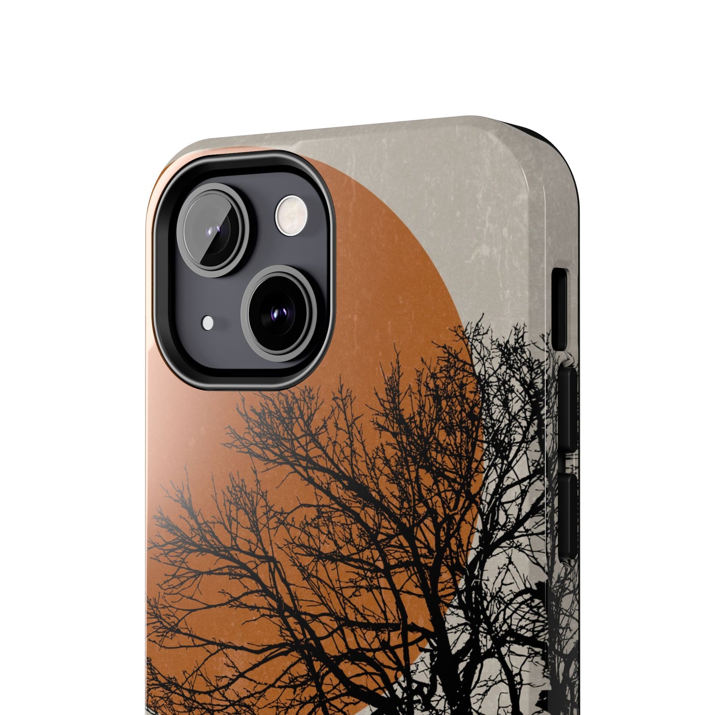 Artistic Tough Phone Case with Tree and Sunset Design