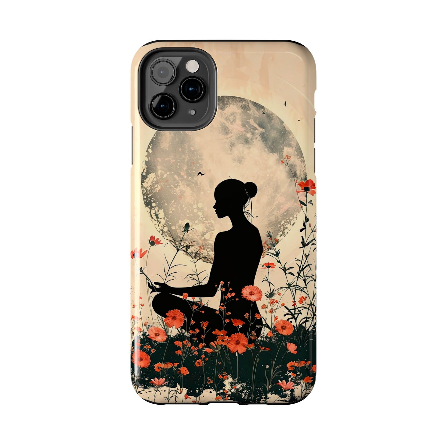 Meditative Vibe Tough Phone Case - Floral Silhouette Design