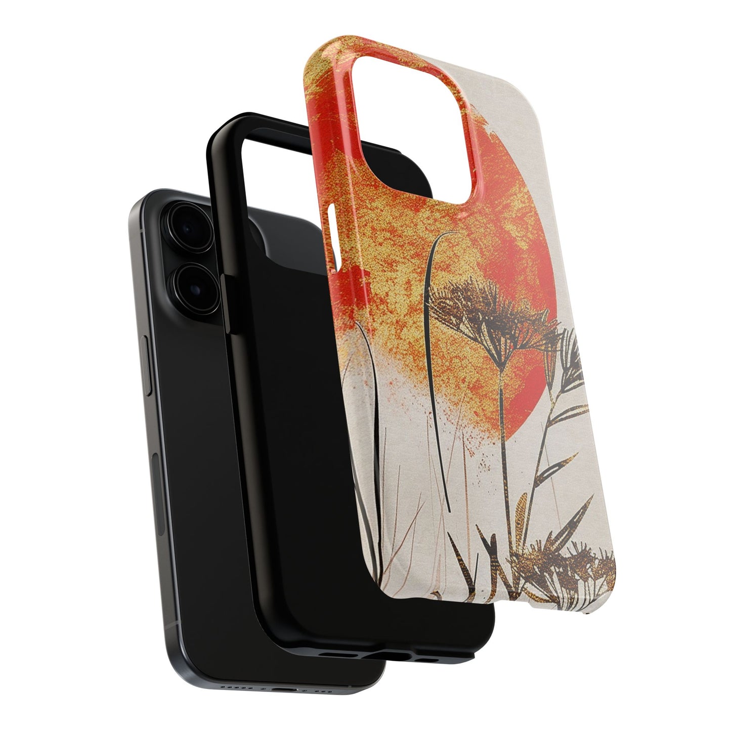 Artistic Floral Tough Phone Case - Sunset Design for Nature Lovers