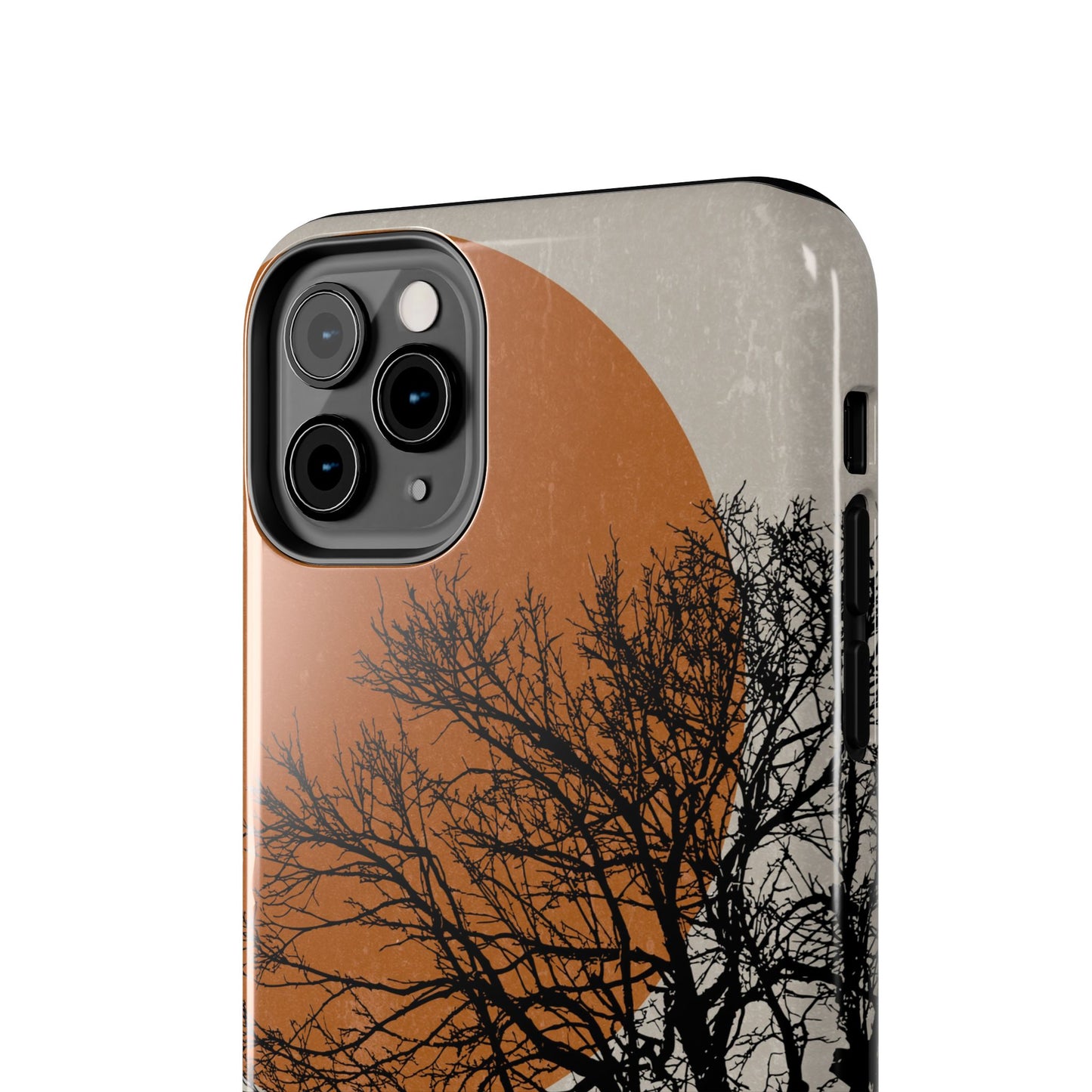 Artistic Tough Phone Case with Tree and Sunset Design